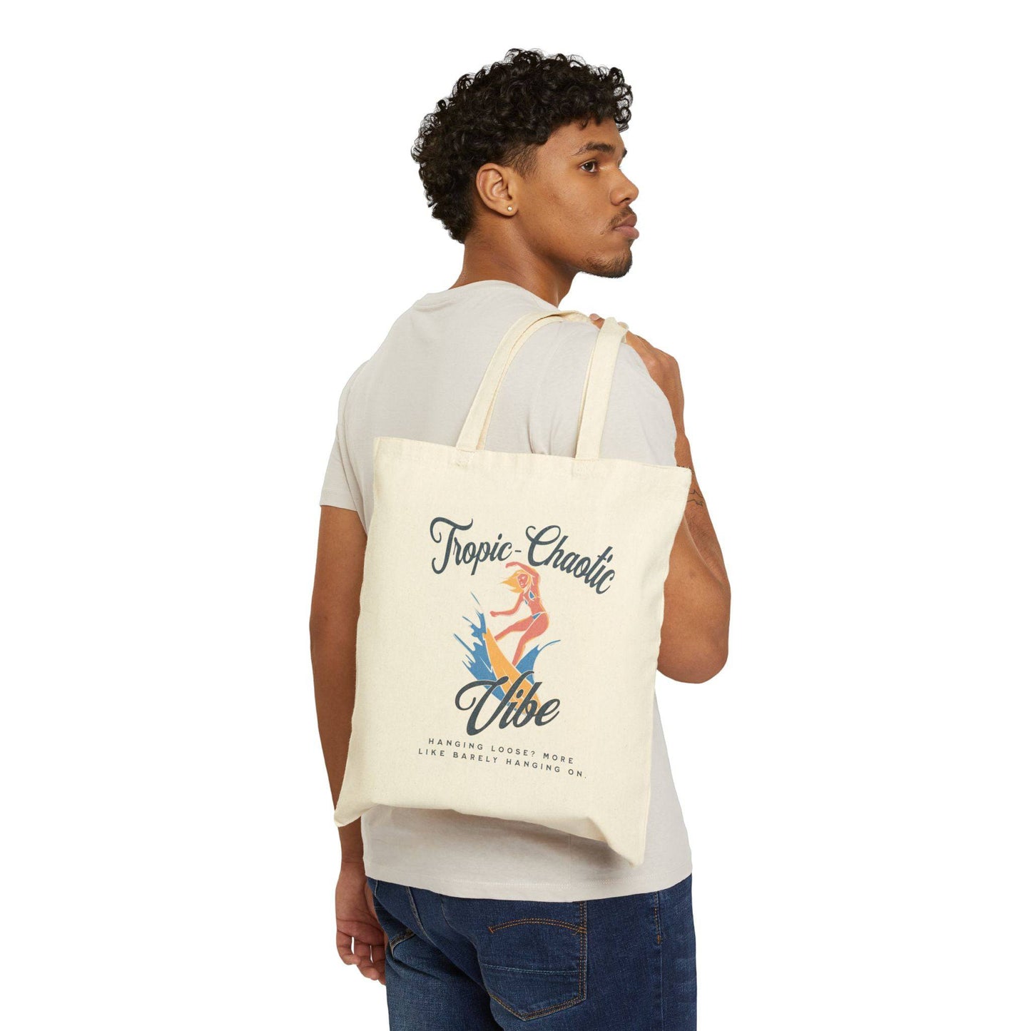 Tropic-Chaotic Vibe Cotton Canvas Tote Bag – Bold, Fun, & Eco-Friendly - Its Fine, I Am Fine