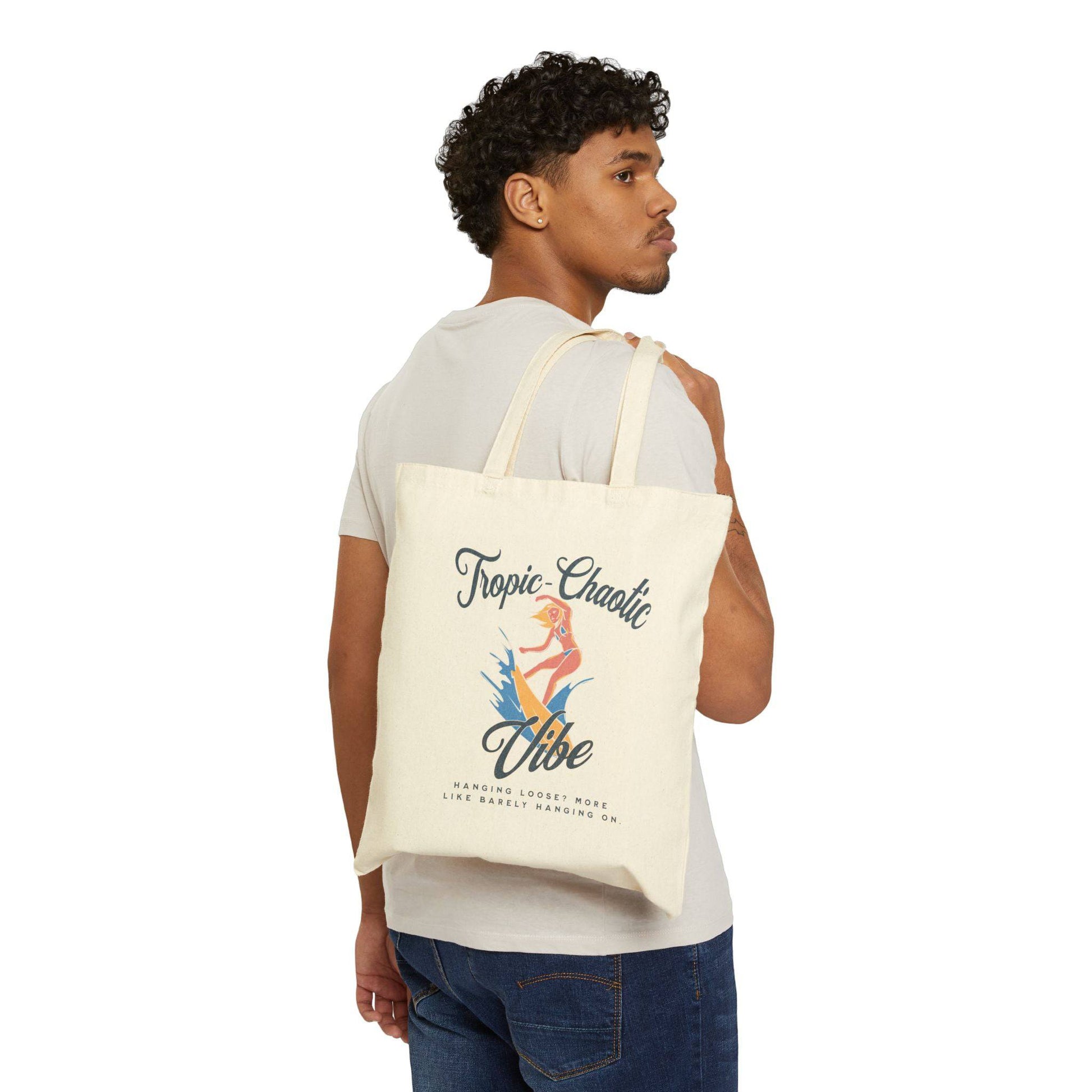Tropic-Chaotic Vibe Cotton Canvas Tote Bag – Bold, Fun, & Eco-Friendly - Its Fine, I Am Fine