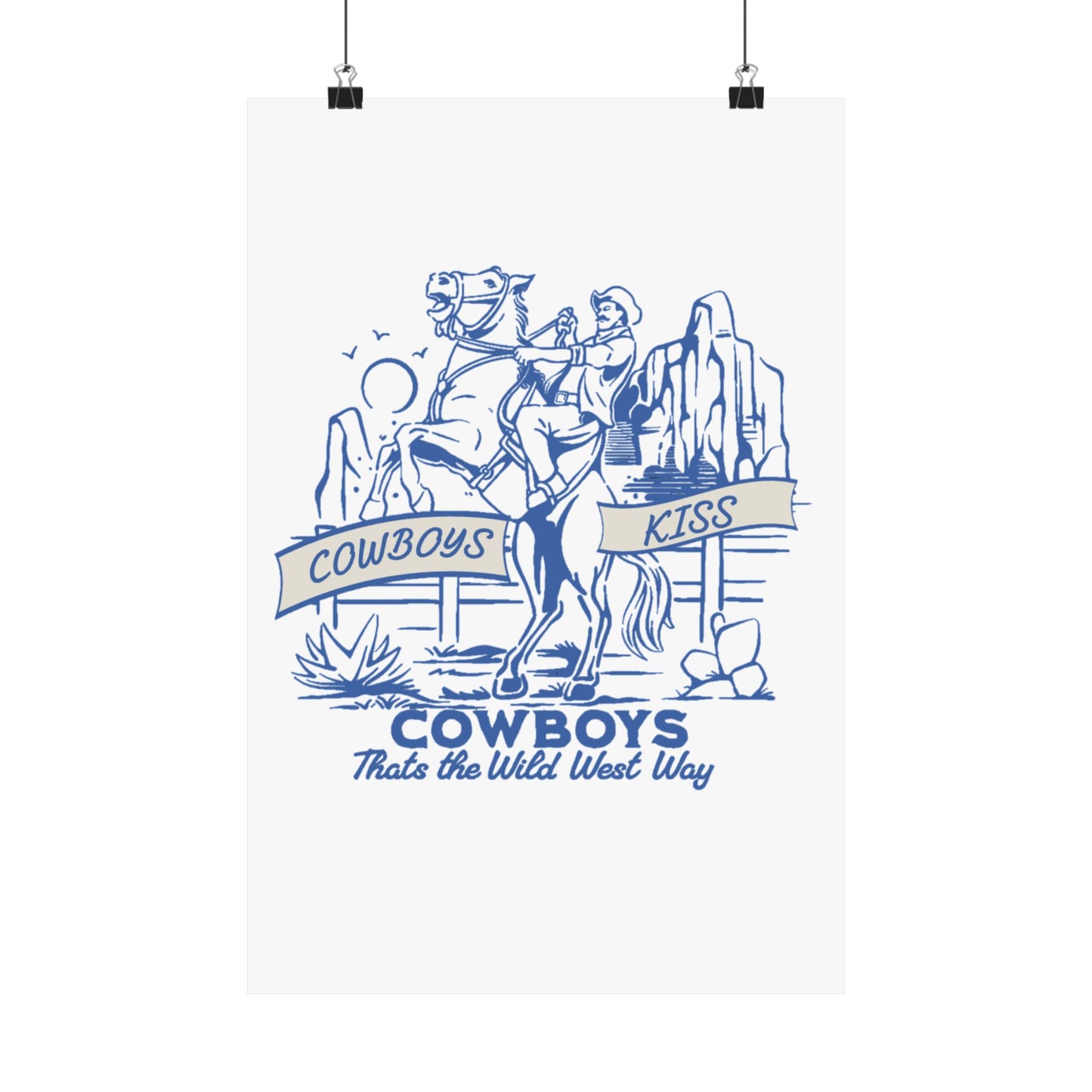 Cowboys Kiss Matte Vertical Poster - Wild West Decor