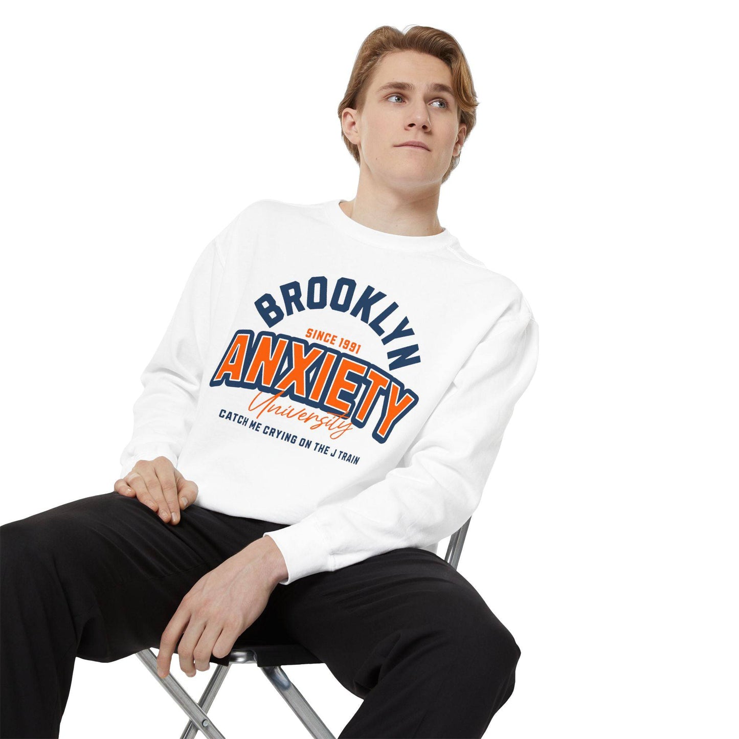 Brooklyn Anxiety University Sweatshirt – Vintage Unisex Pullover | Cozy, Soft & Witty - Its Fine, I Am Fine