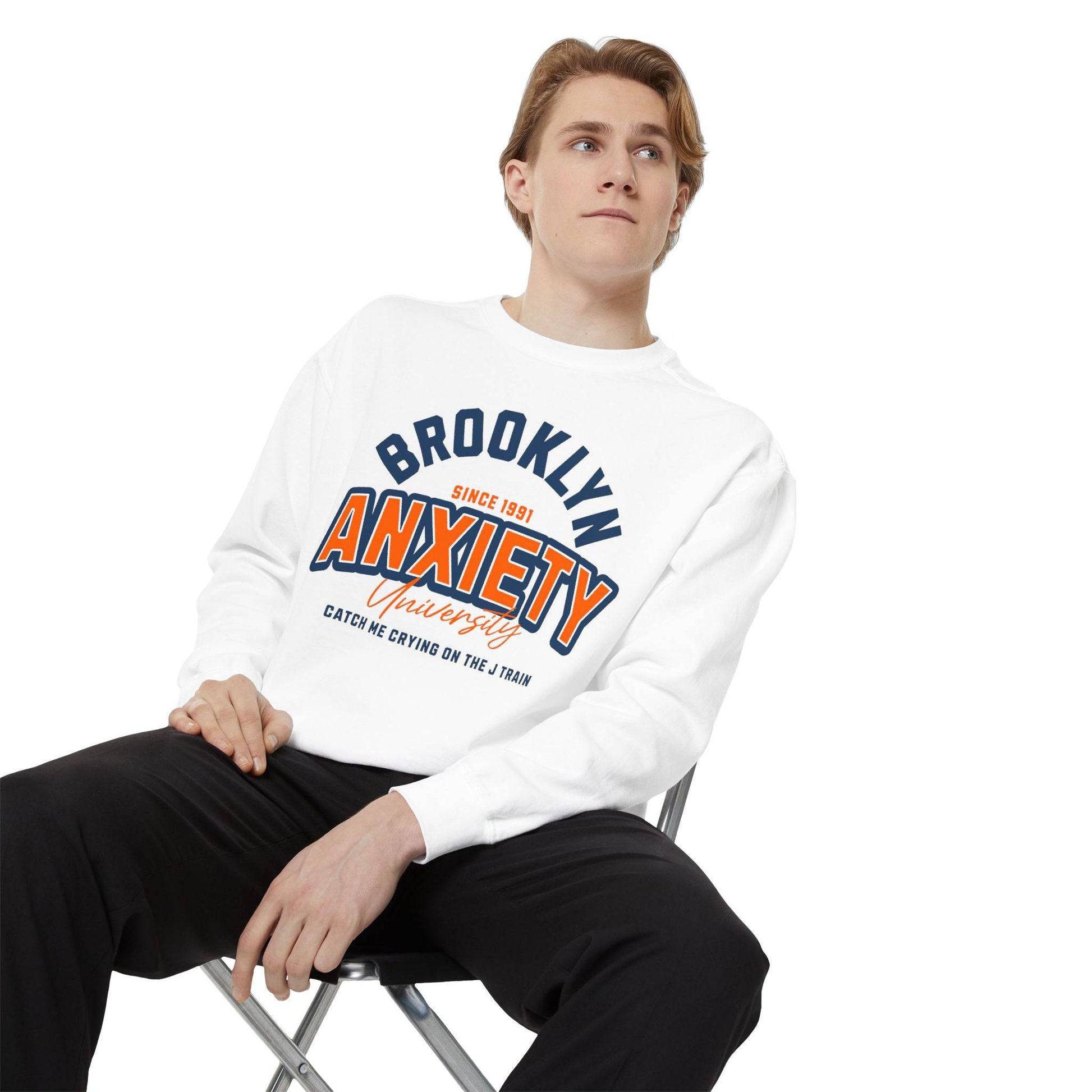 Brooklyn Anxiety University Sweatshirt – Vintage Unisex Pullover | Cozy, Soft & Witty - Its Fine, I Am Fine