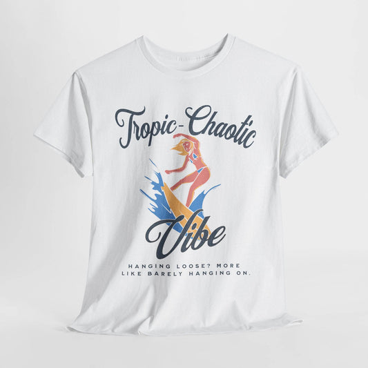 Tropic-Chaotic Vibe Unisex Heavy Cotton Tee – Funny Beach & Mental Health T-Shirt - Its Fine, I Am Fine