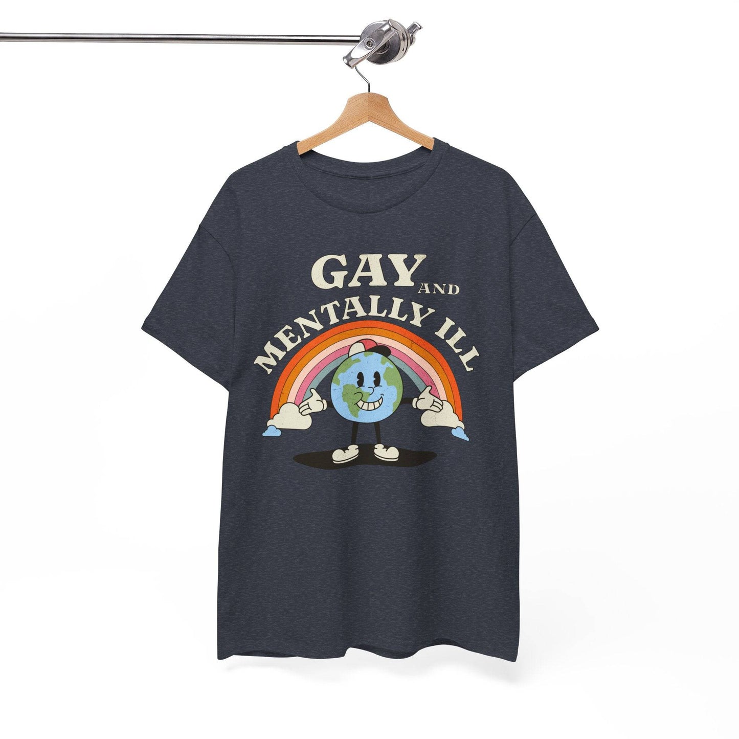 Gay and Mentally Ill Unisex Heavy Cotton Tee - Playful Graphic T-Shirt for LGBTQ+ Pride and Support - Its Fine, I Am Fine