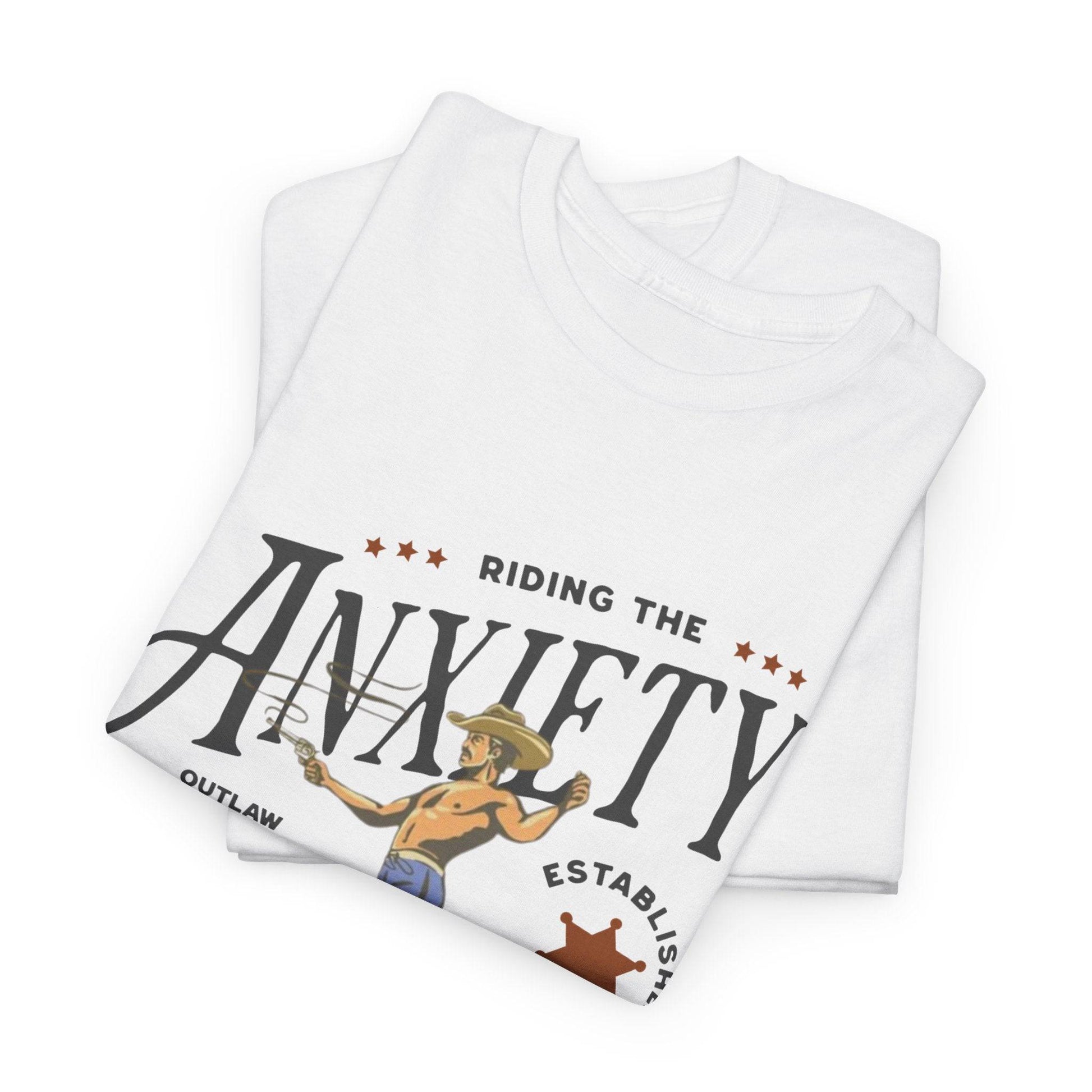 Riding the Anxiety Wave Unisex Heavy Cotton Tee - Relaxed Fit Stress Relief Shirt - Its Fine, I Am Fine