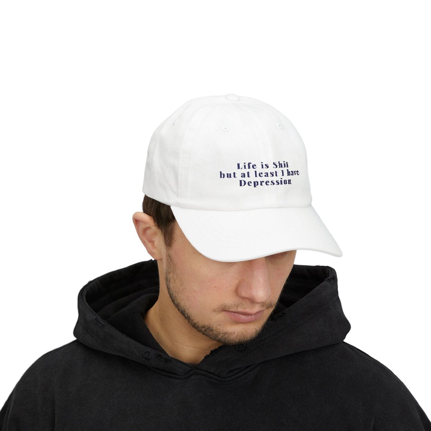 Embroidered Dad Cap, Life is Shit Funny Hat, Gift for Dads, Depression Awareness Dad Hat, Casual Baseball Cap for Men, Mental Health Cap