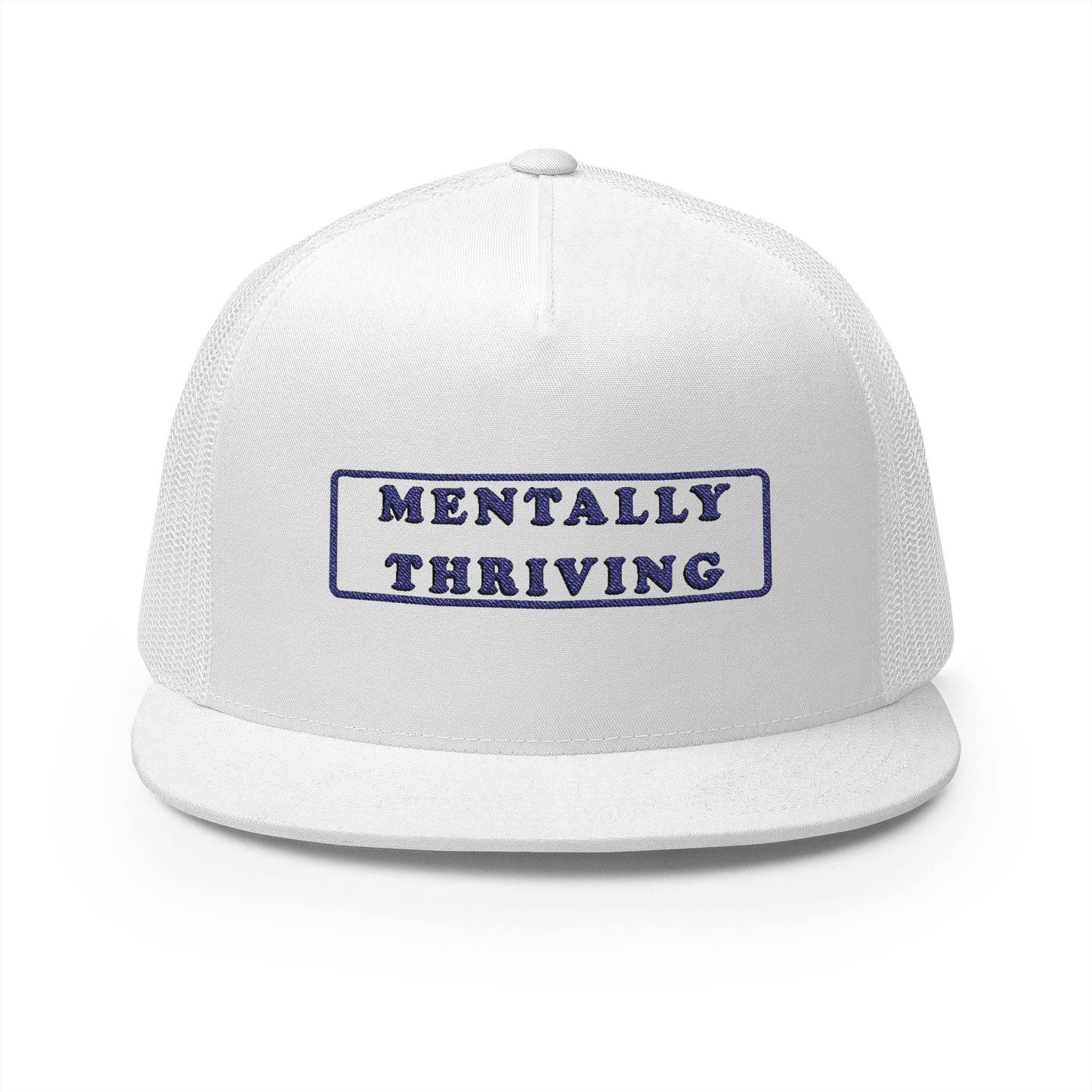 Mentally Thriving Embroidered 5 Panel Trucker Cap - Perfect Gift for Mental Health Awareness - Its Fine, I Am Fine