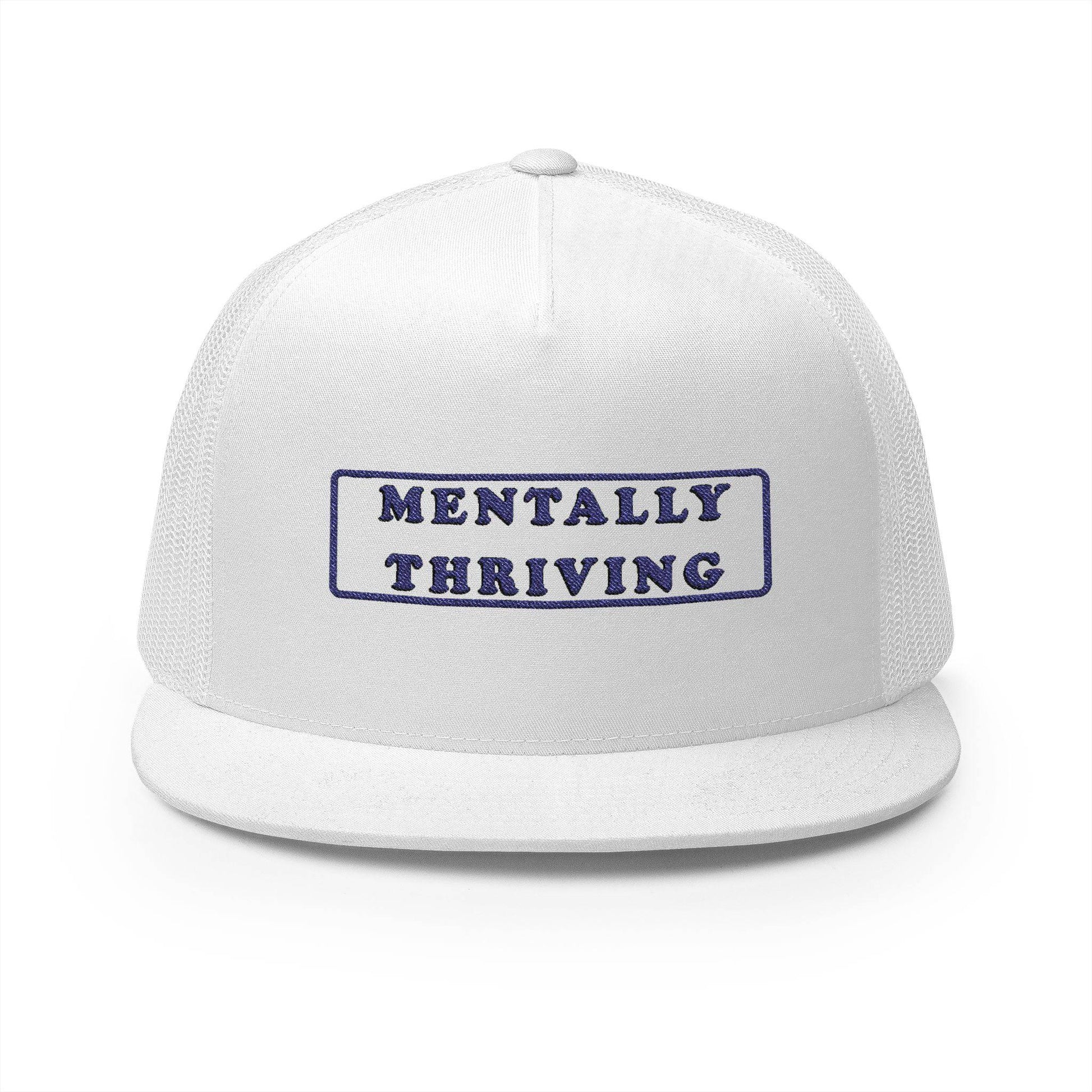 Mentally Thriving Embroidered 5 Panel Trucker Cap - Perfect Gift for Mental Health Awareness - Its Fine, I Am Fine