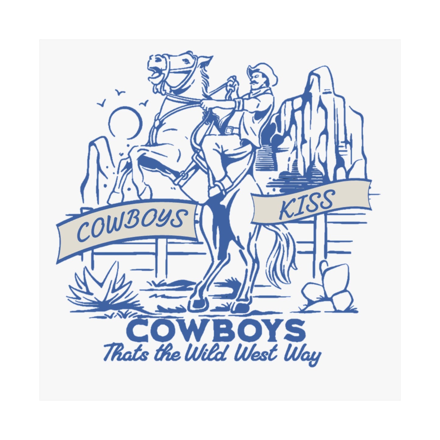 Cowboys Kiss Matte Vertical Poster - Wild West Decor