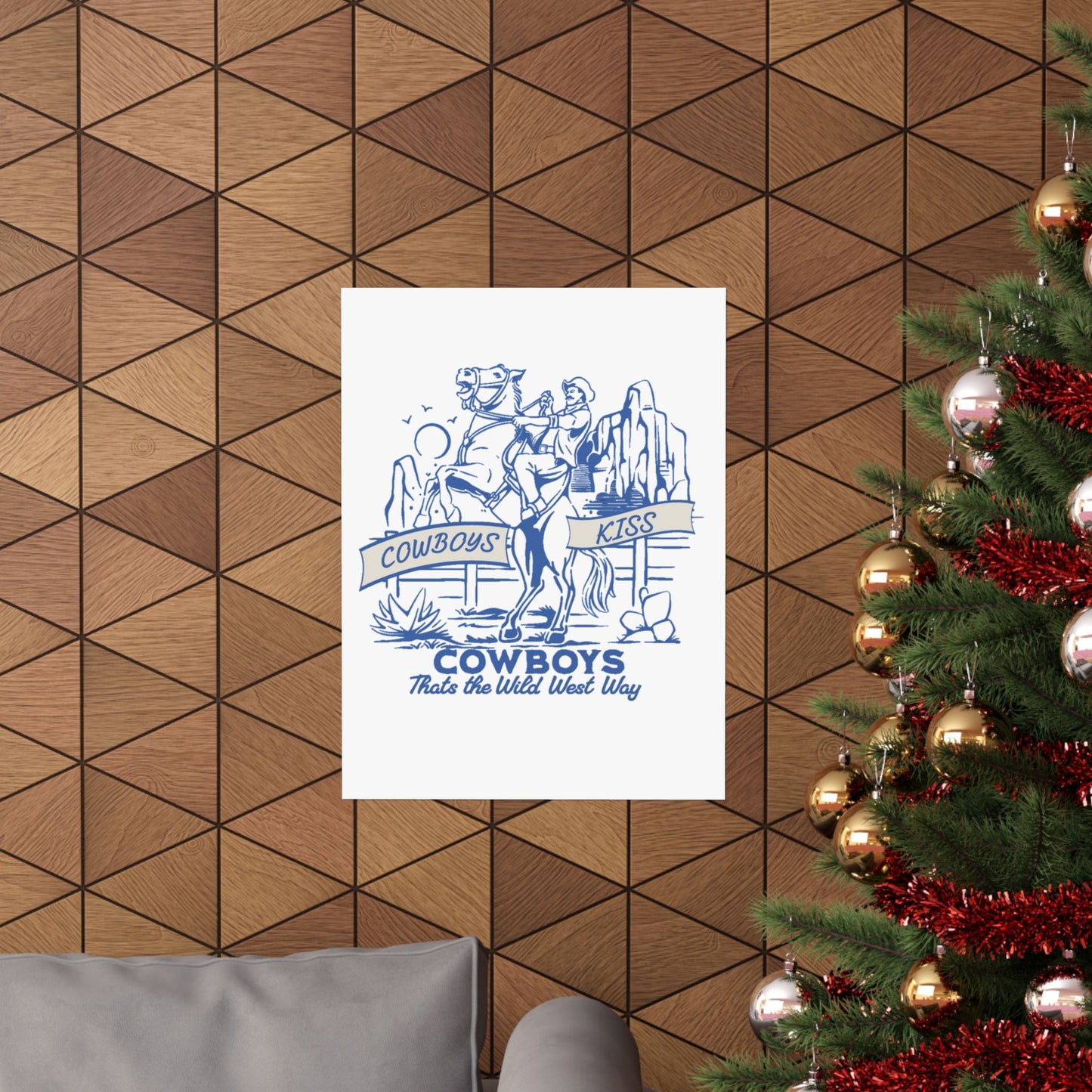 Cowboys Kiss Matte Vertical Poster - Wild West Decor