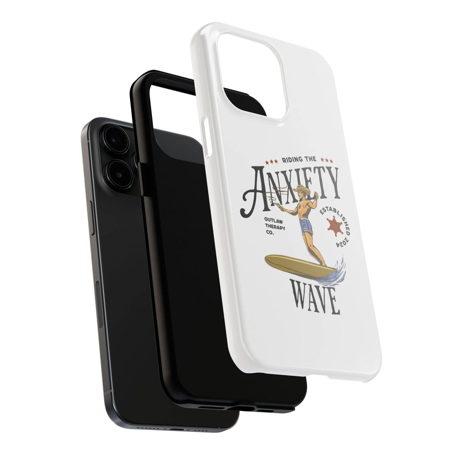 Riding the Anxiety Wave Phone Case - Tough Design for Stress Relief - Its Fine, I Am Fine