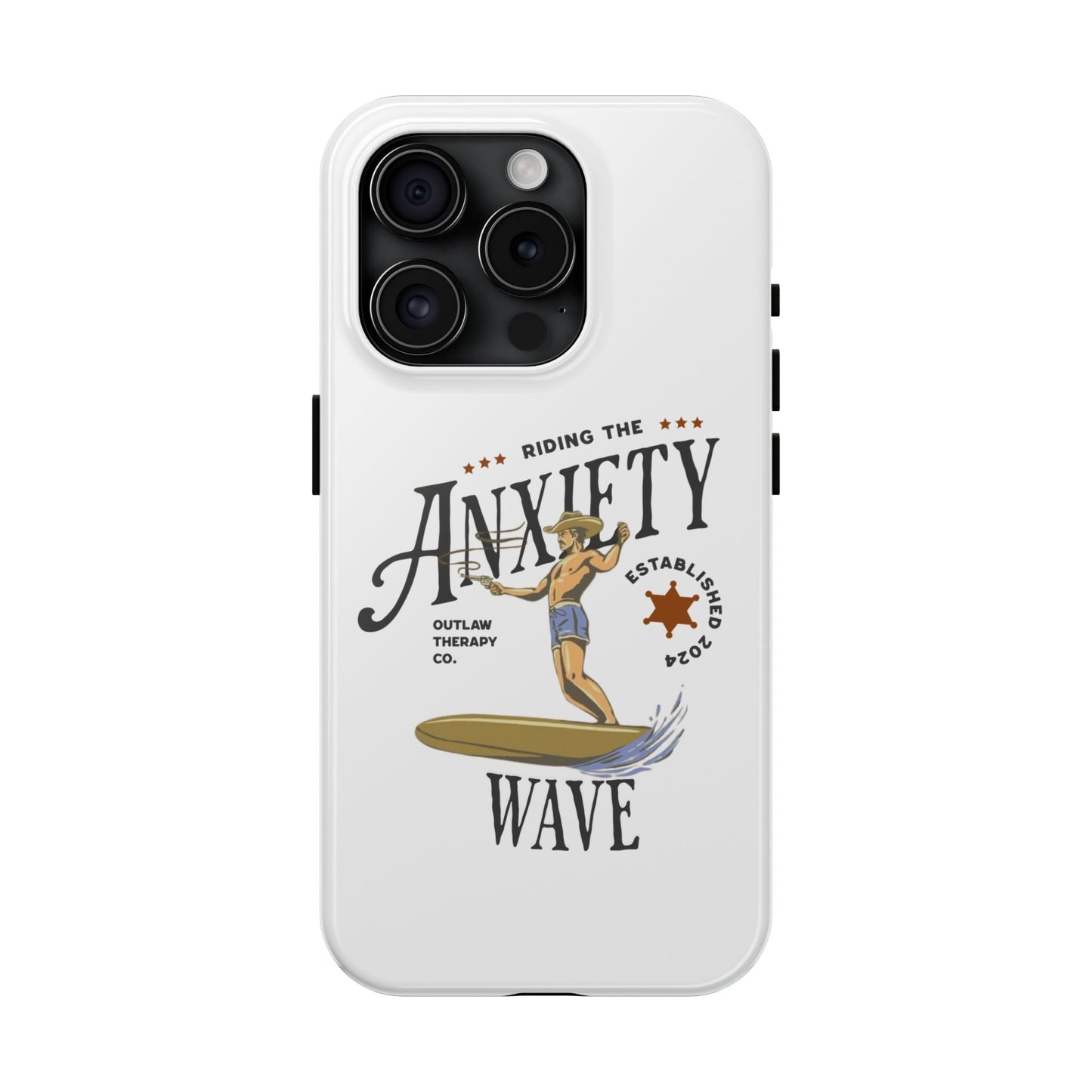 Riding the Anxiety Wave Phone Case - Tough Design for Stress Relief - Its Fine, I Am Fine
