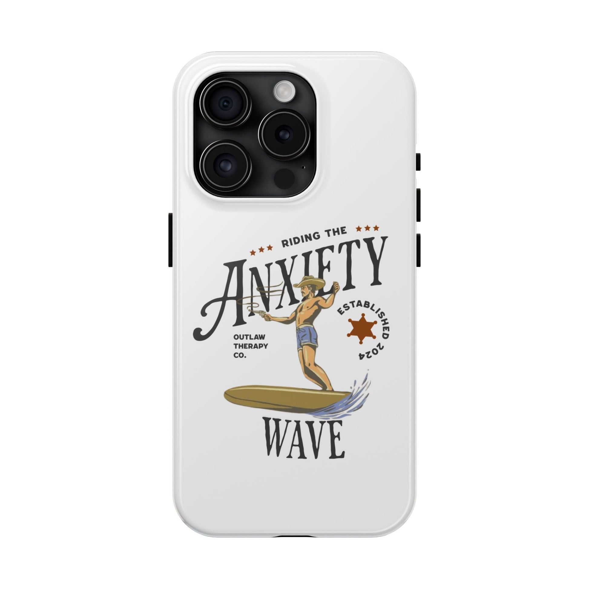 Riding the Anxiety Wave Phone Case - Tough Design for Stress Relief - Its Fine, I Am Fine