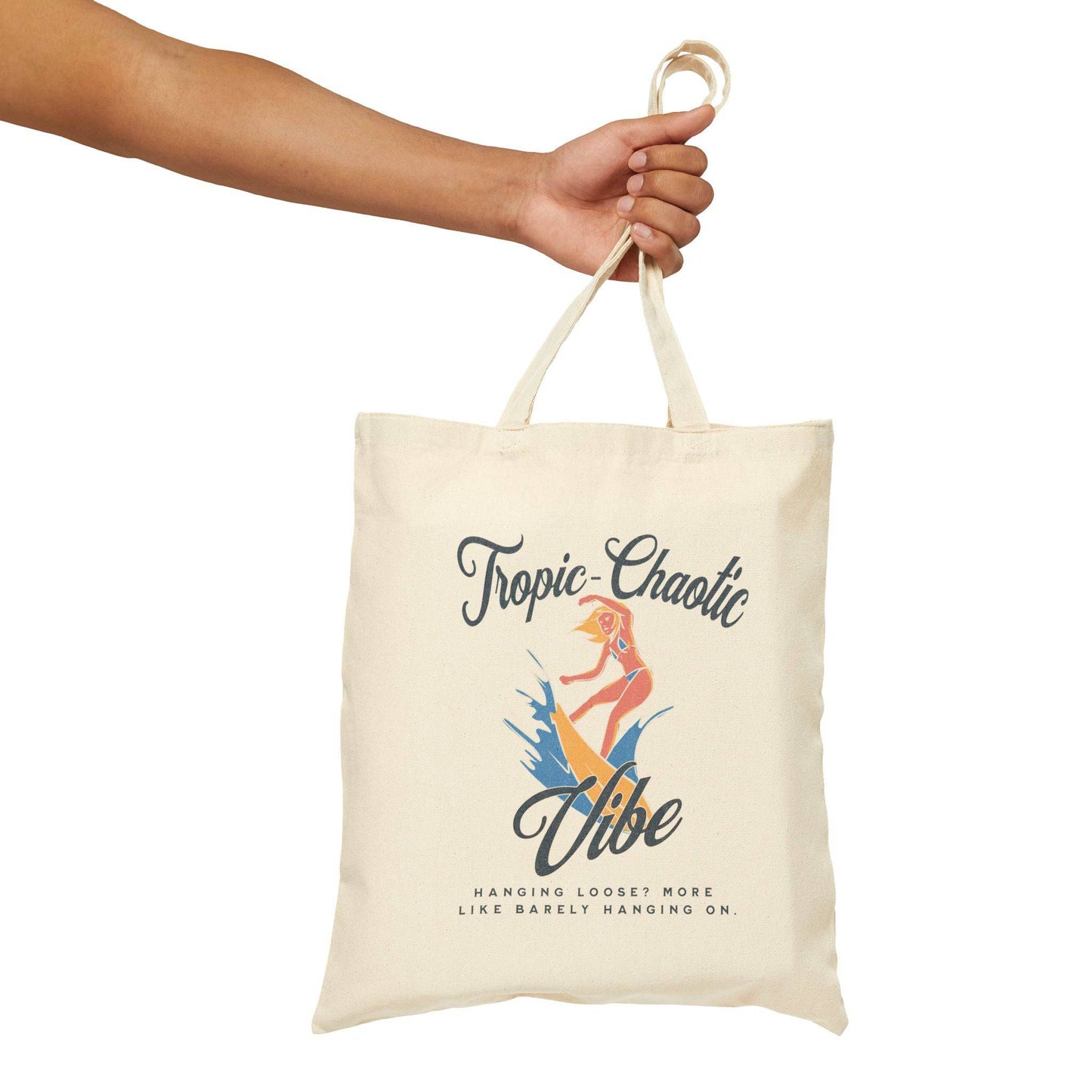 Tropic-Chaotic Vibe Cotton Canvas Tote Bag – Bold, Fun, & Eco-Friendly - Its Fine, I Am Fine