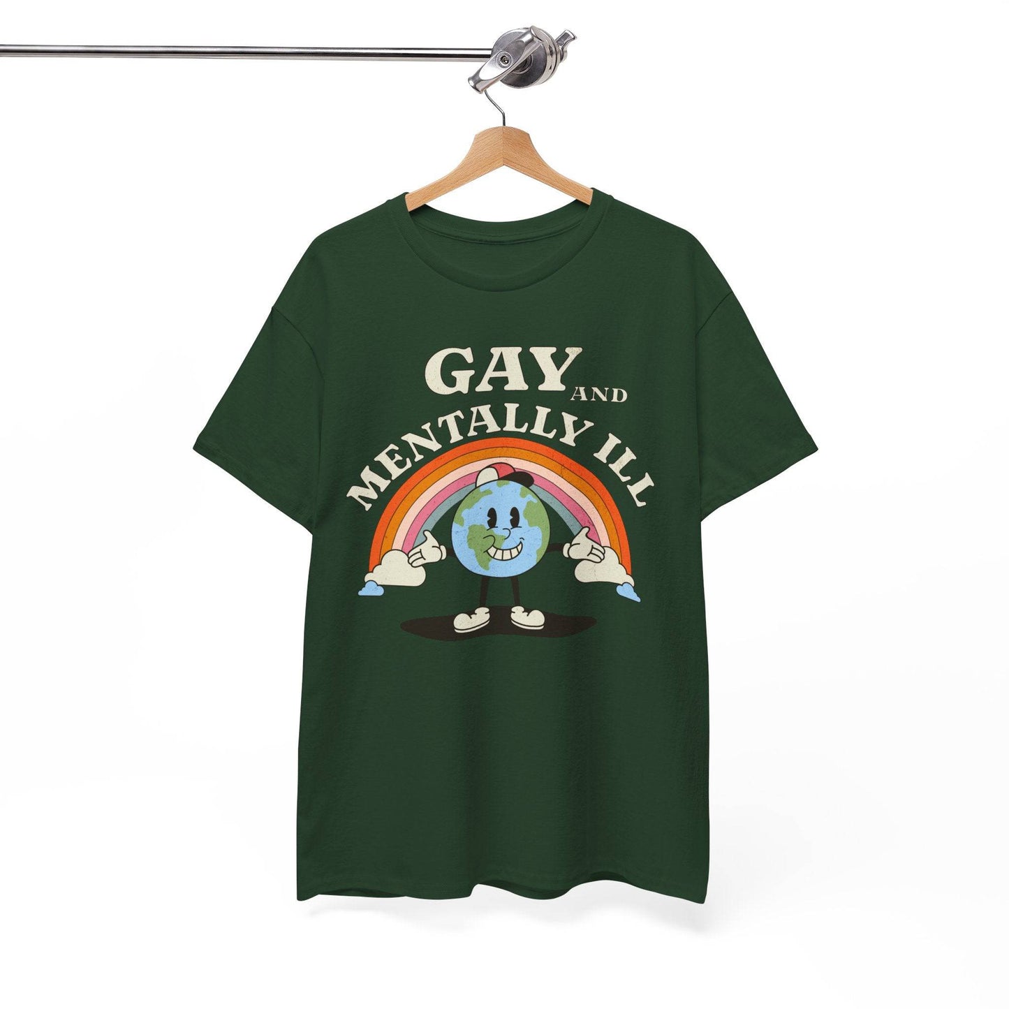 Gay and Mentally Ill Unisex Heavy Cotton Tee - Playful Graphic T-Shirt for LGBTQ+ Pride and Support - Its Fine, I Am Fine