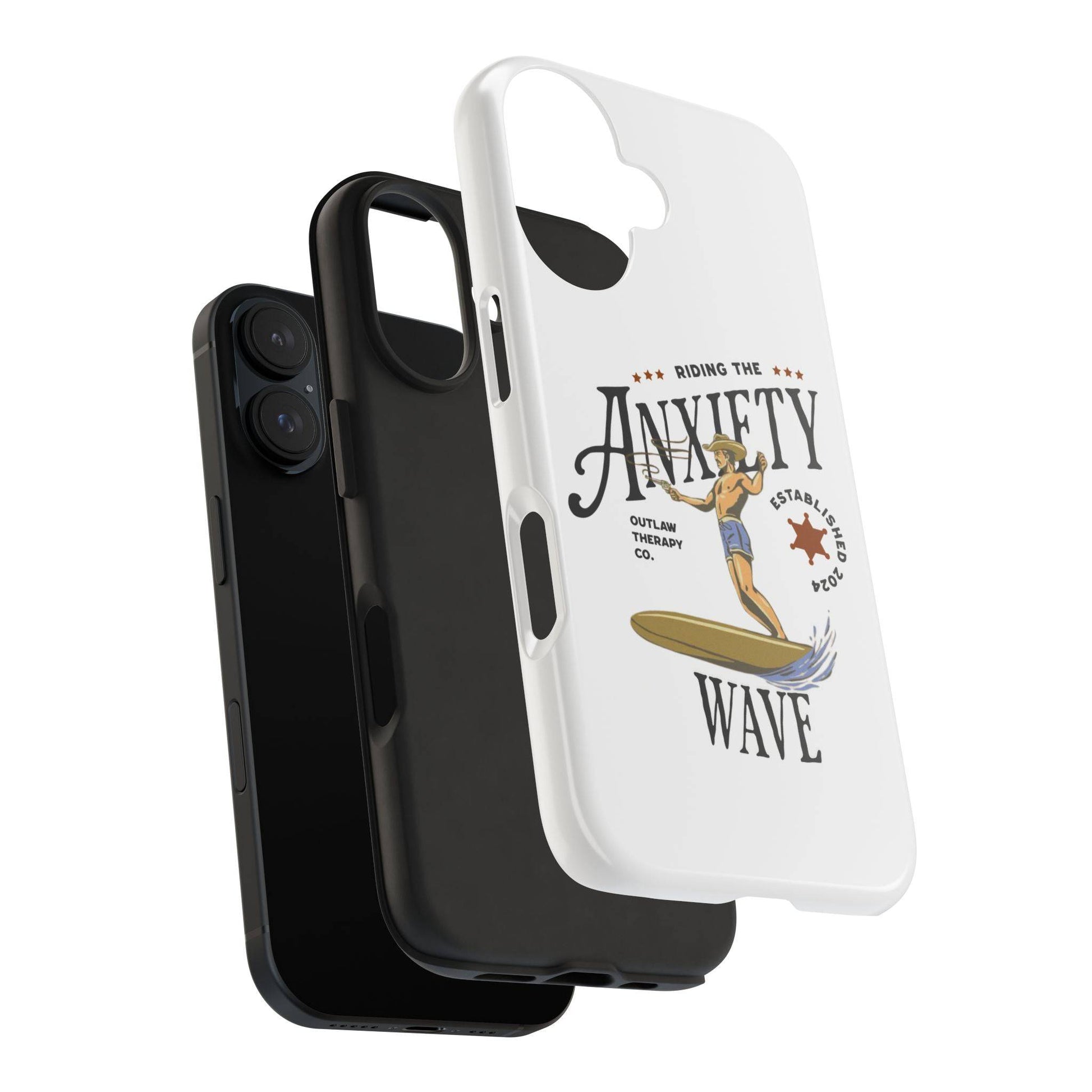 Riding the Anxiety Wave Phone Case - Tough Design for Stress Relief - Its Fine, I Am Fine
