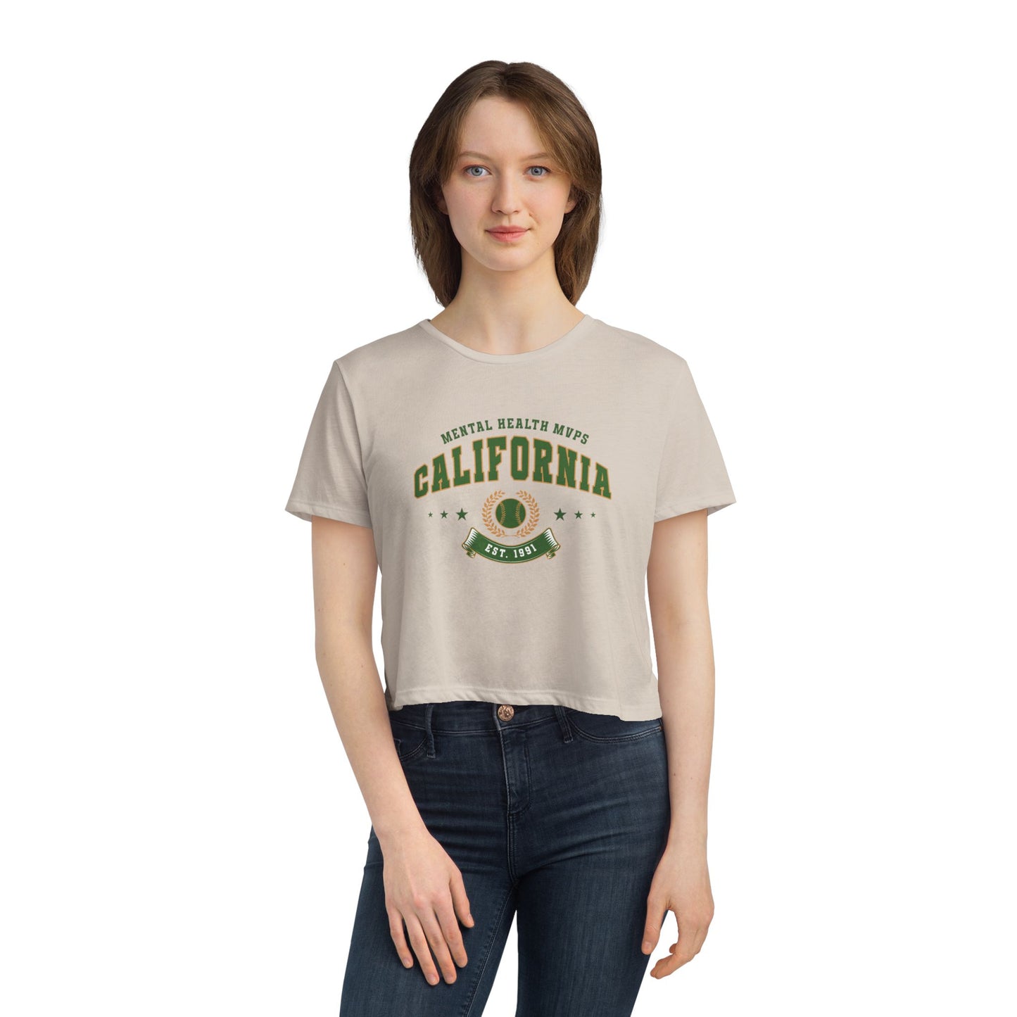 California Mental Health MVPs Flowy Cropped Tee - Its Fine, I Am Fine