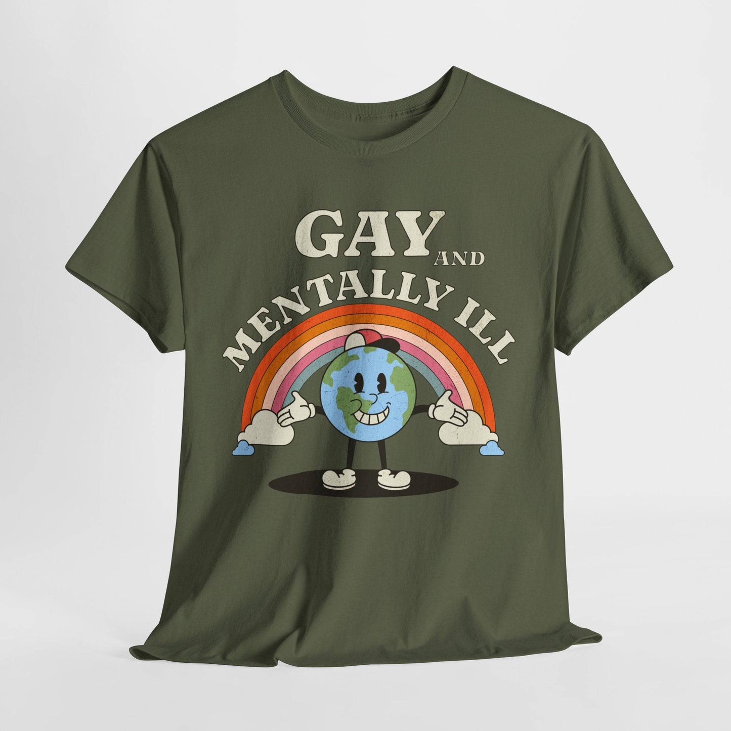 Gay and Mentally Ill Unisex Heavy Cotton Tee - Playful Graphic T-Shirt for LGBTQ+ Pride and Support - Its Fine, I Am Fine