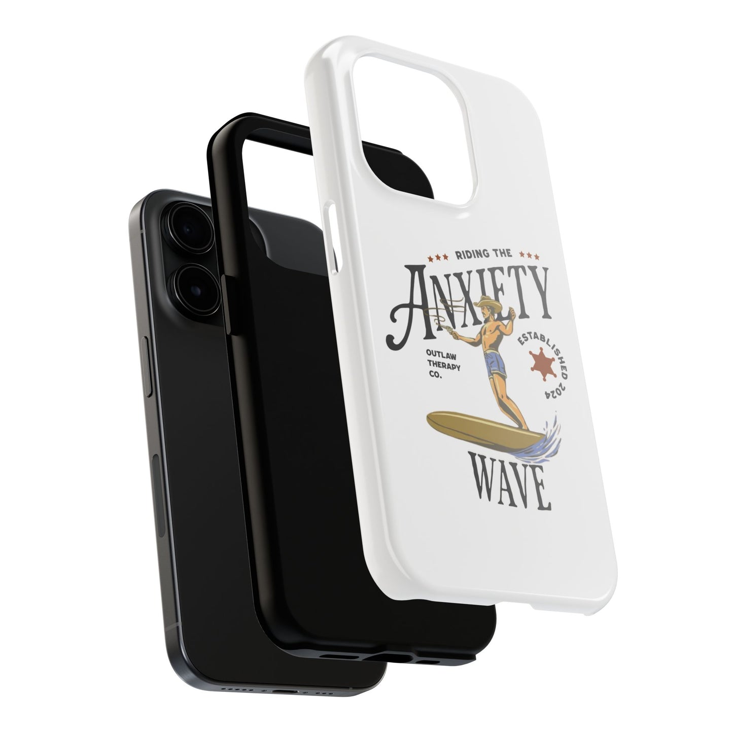 Riding the Anxiety Wave Phone Case - Tough Design for Stress Relief