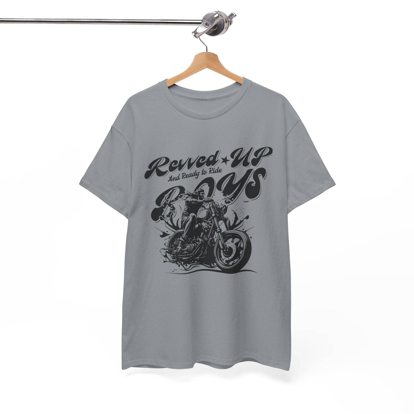 Revv'd Up Motorcycle Tee - Unisex Heavy Cotton Shirt for Riders - Its Fine, I Am Fine