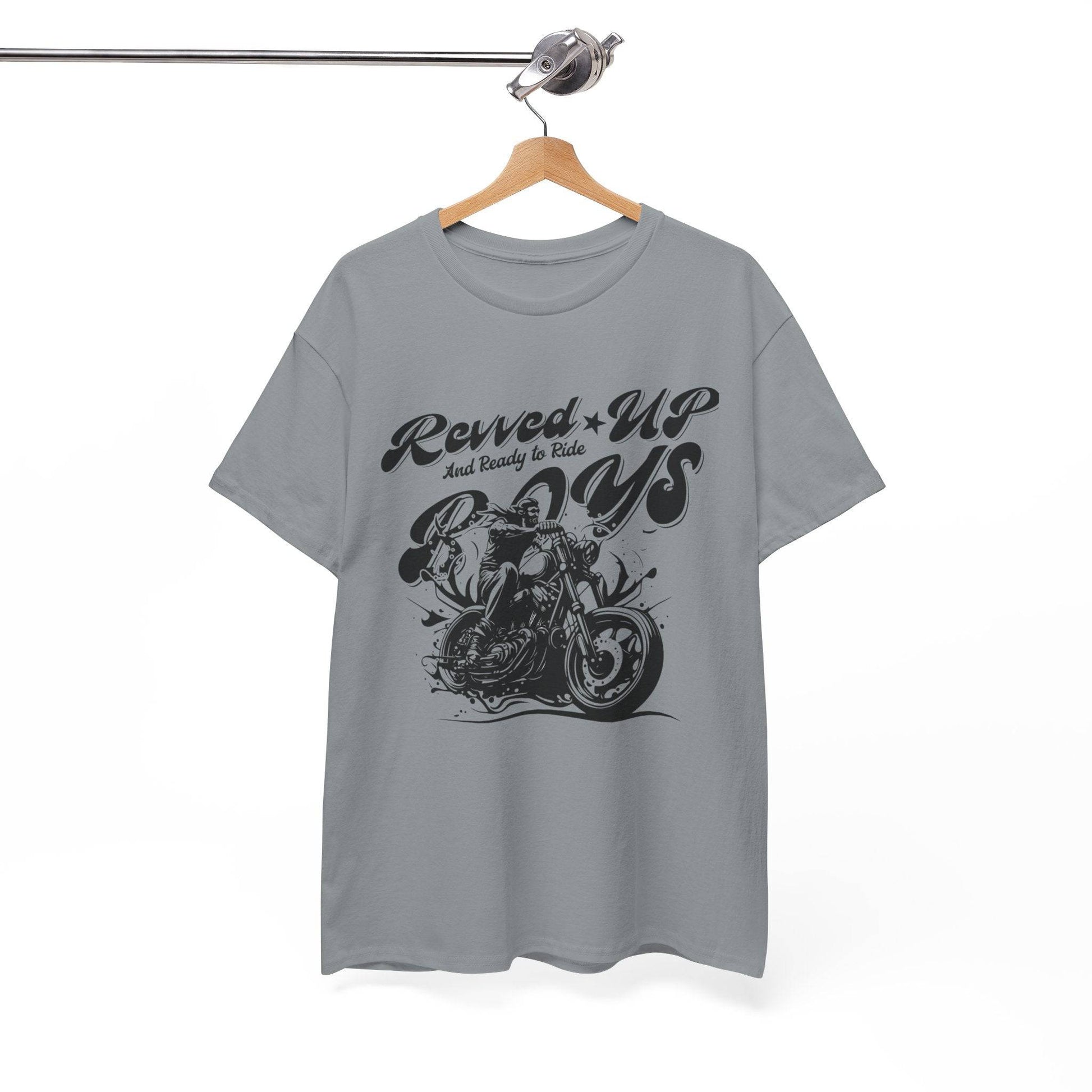 Revv'd Up Motorcycle Tee - Unisex Heavy Cotton Shirt for Riders - Its Fine, I Am Fine