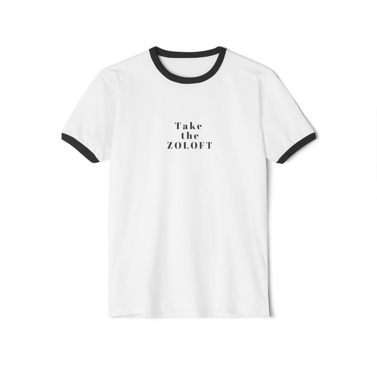 ZOLOFT Unisex Ringer T-Shirt - Retro Style Tee, Mental Health Awareness Gift, Casual Wear - Its Fine, I Am Fine