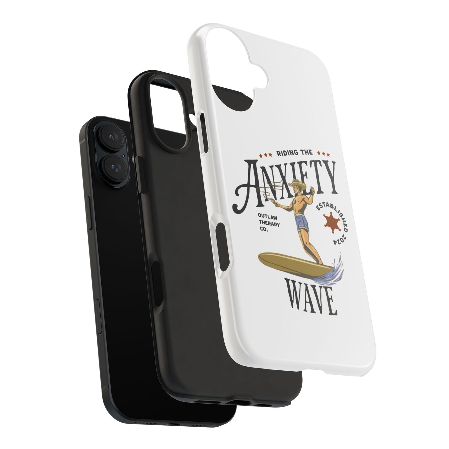 Riding the Anxiety Wave Phone Case - Tough Design for Stress Relief
