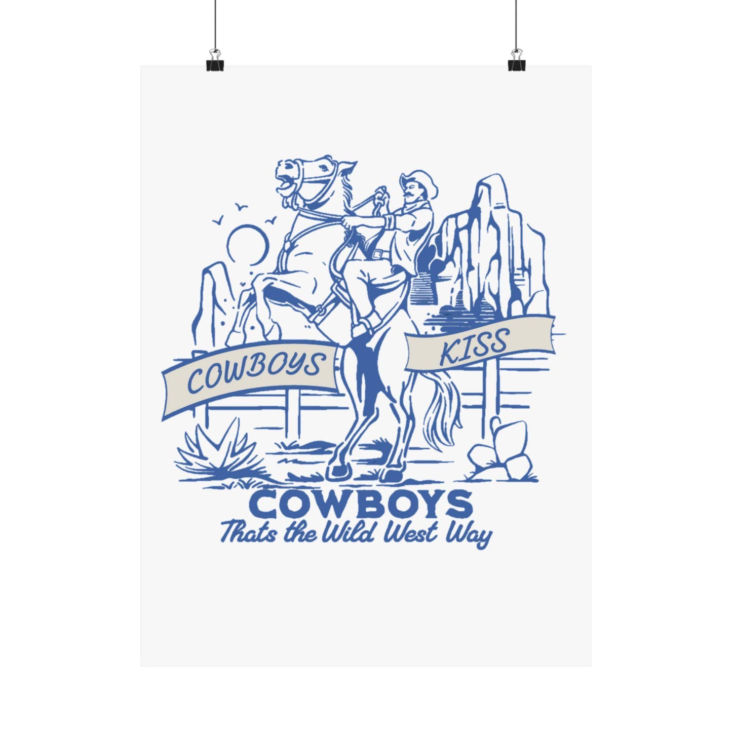 Cowboys Kiss Matte Vertical Poster - Wild West Decor - Its Fine, I Am Fine