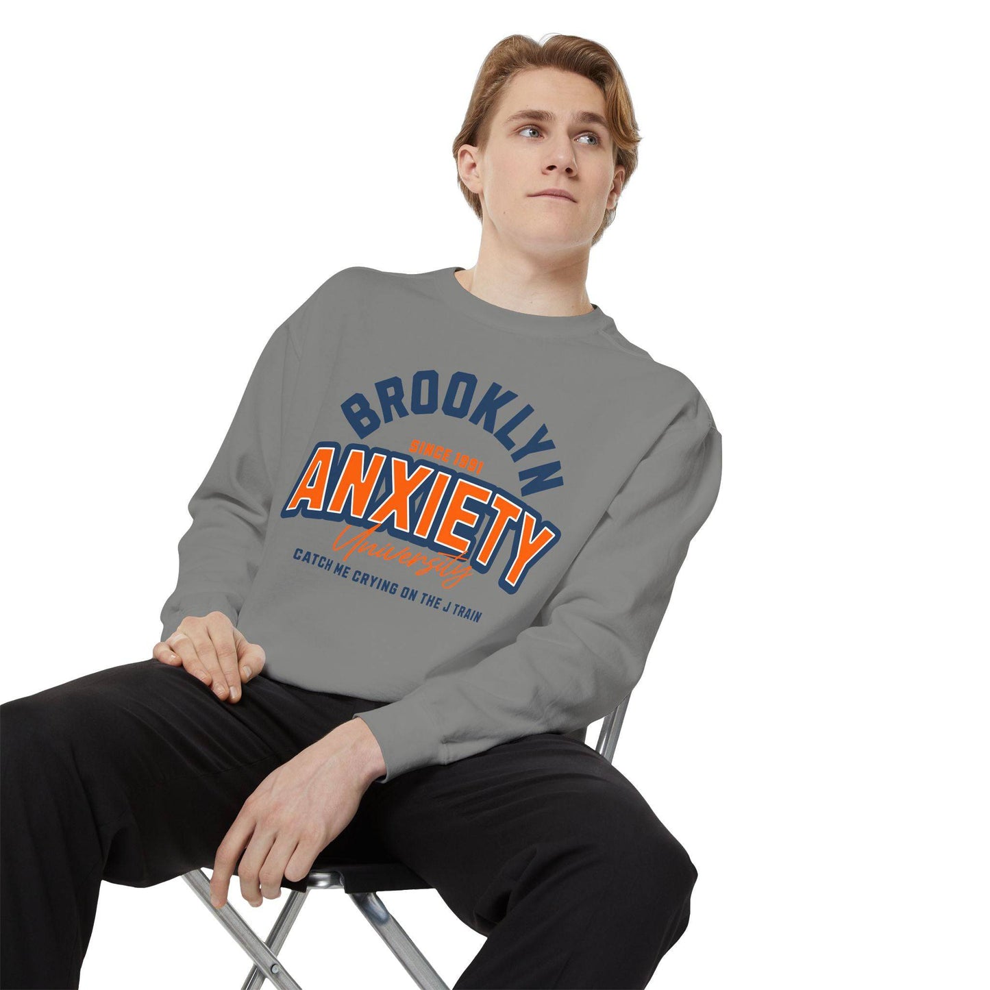 Brooklyn Anxiety University Sweatshirt – Vintage Unisex Pullover | Cozy, Soft & Witty - Its Fine, I Am Fine