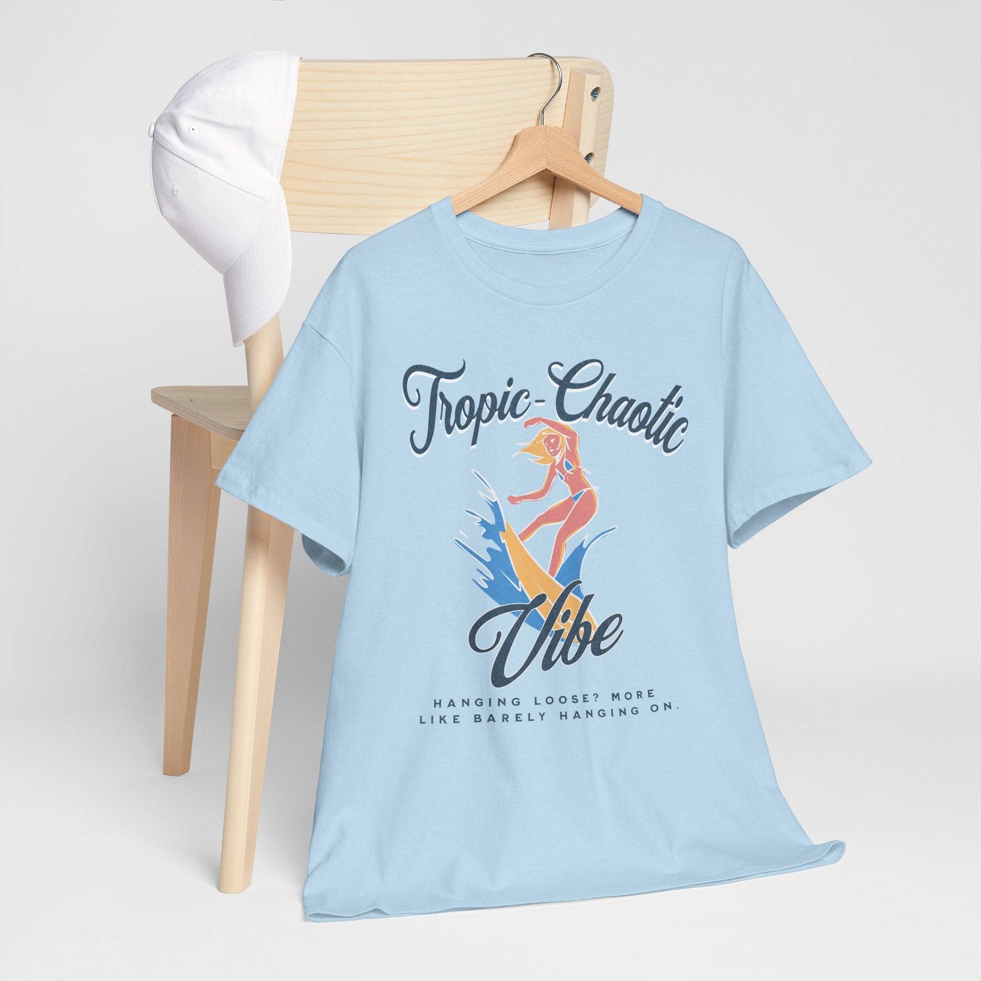 Tropic-Chaotic Vibe Unisex Heavy Cotton Tee – Funny Beach & Mental Health T-Shirt - Its Fine, I Am Fine