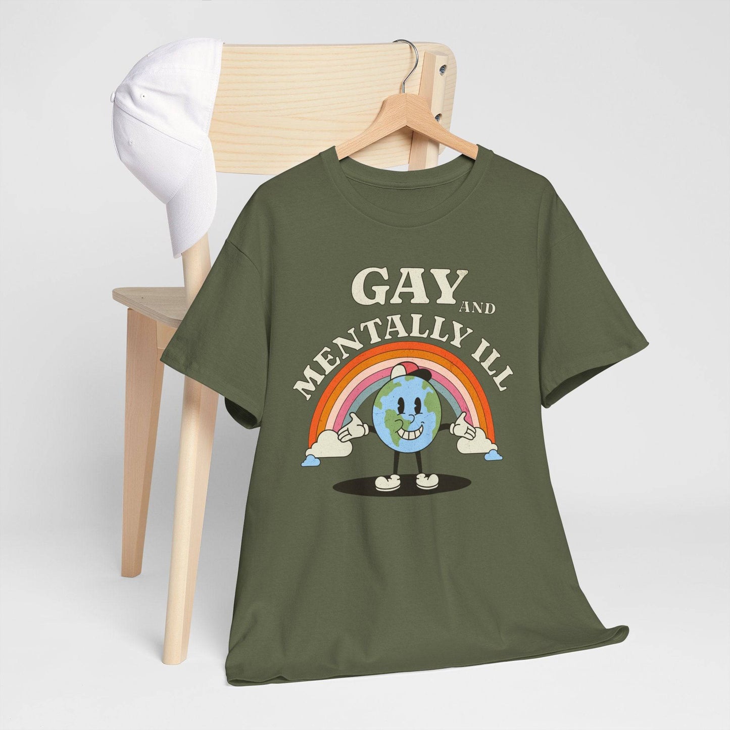 Gay and Mentally Ill Unisex Heavy Cotton Tee - Playful Graphic T-Shirt for LGBTQ+ Pride and Support - Its Fine, I Am Fine