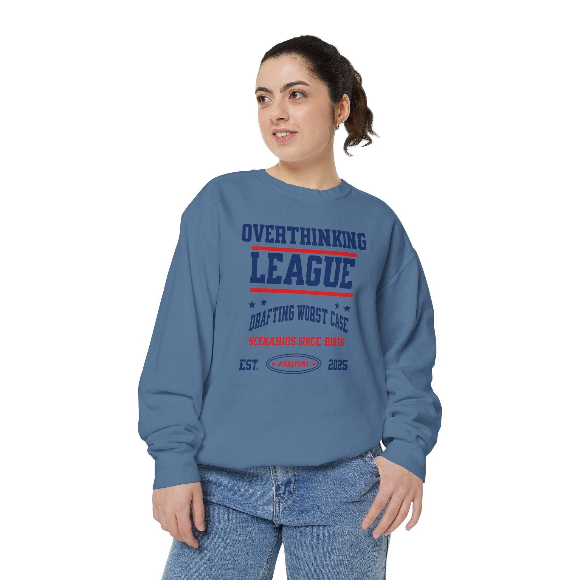 Unisex Overthinking League Sweatshirt – Overanalyzing Since 2025 - Its Fine, I Am Fine