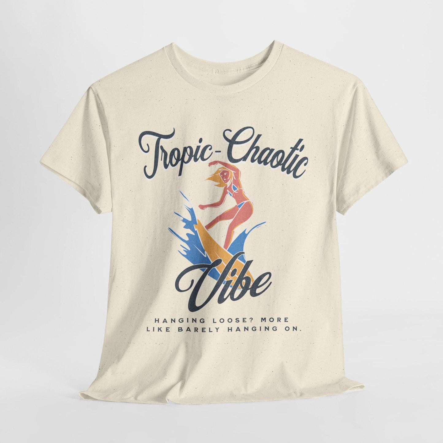 Tropic-Chaotic Vibe Unisex Heavy Cotton Tee – Funny Beach & Mental Health T-Shirt - Its Fine, I Am Fine