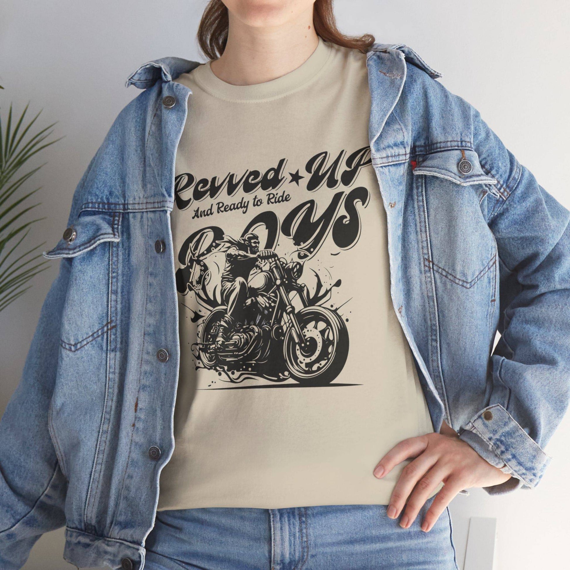 Revv'd Up Motorcycle Tee - Unisex Heavy Cotton Shirt for Riders - Its Fine, I Am Fine