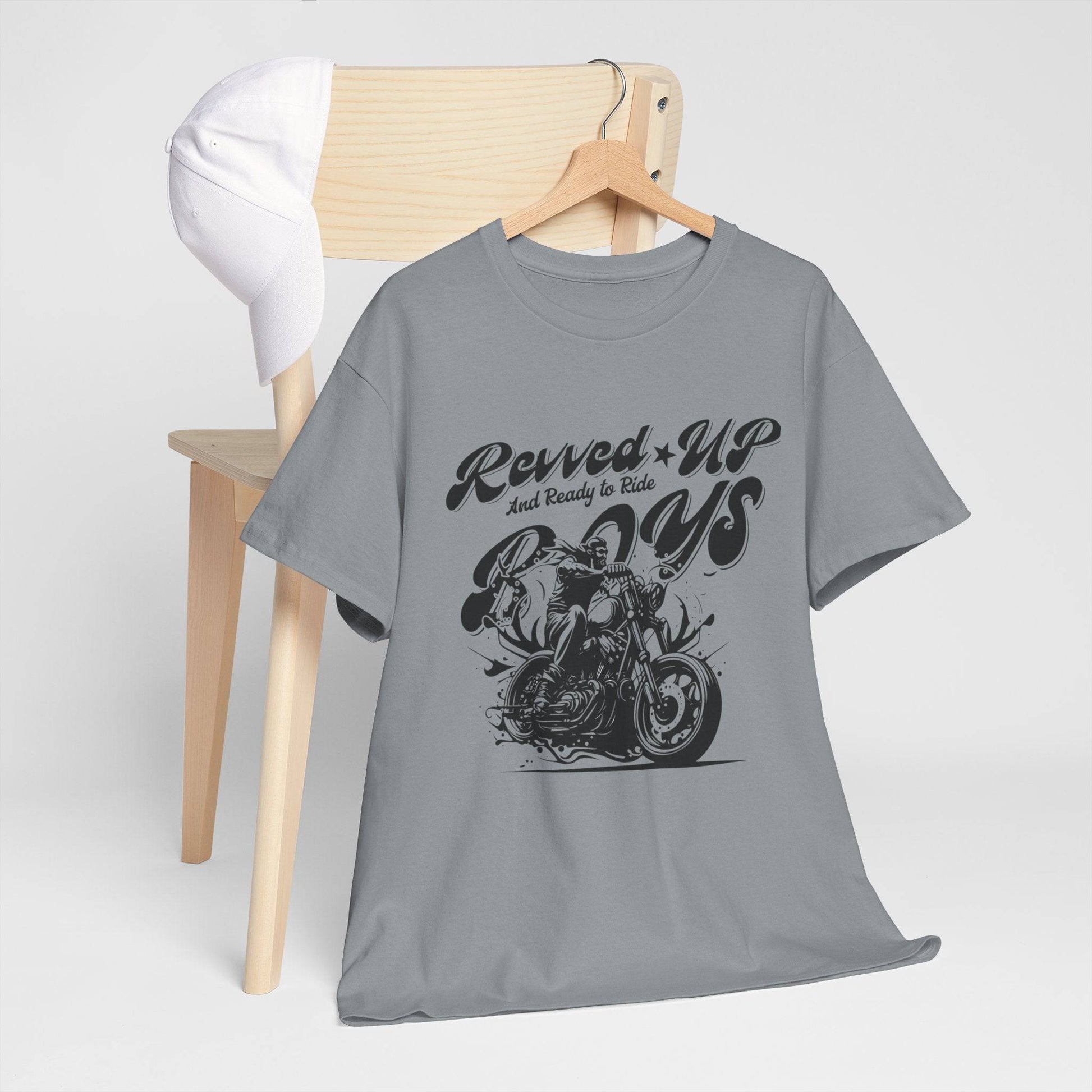 Revv'd Up Motorcycle Tee - Unisex Heavy Cotton Shirt for Riders - Its Fine, I Am Fine