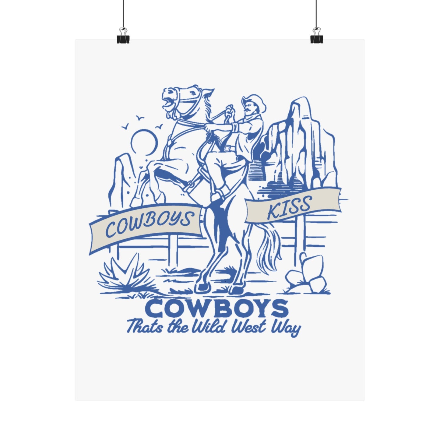 Cowboys Kiss Matte Vertical Poster - Wild West Decor
