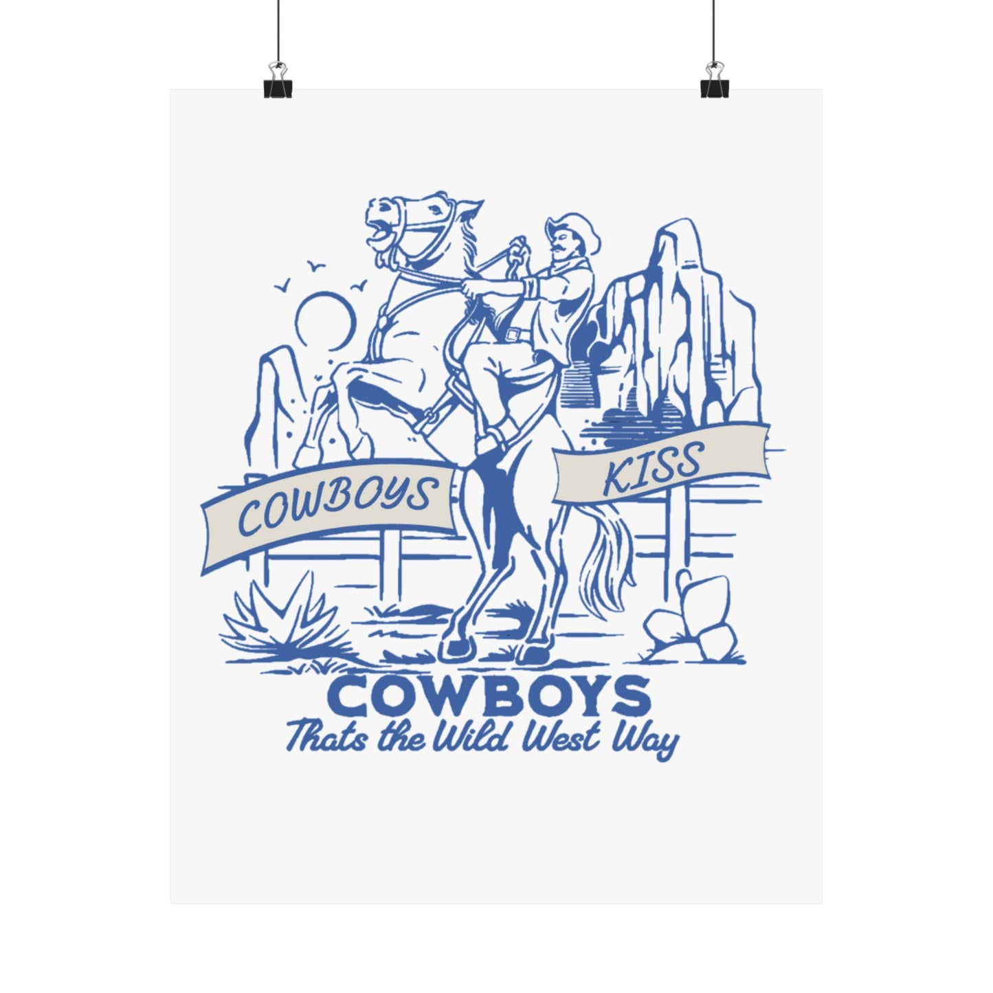 Cowboys Kiss Matte Vertical Poster - Wild West Decor - Its Fine, I Am Fine