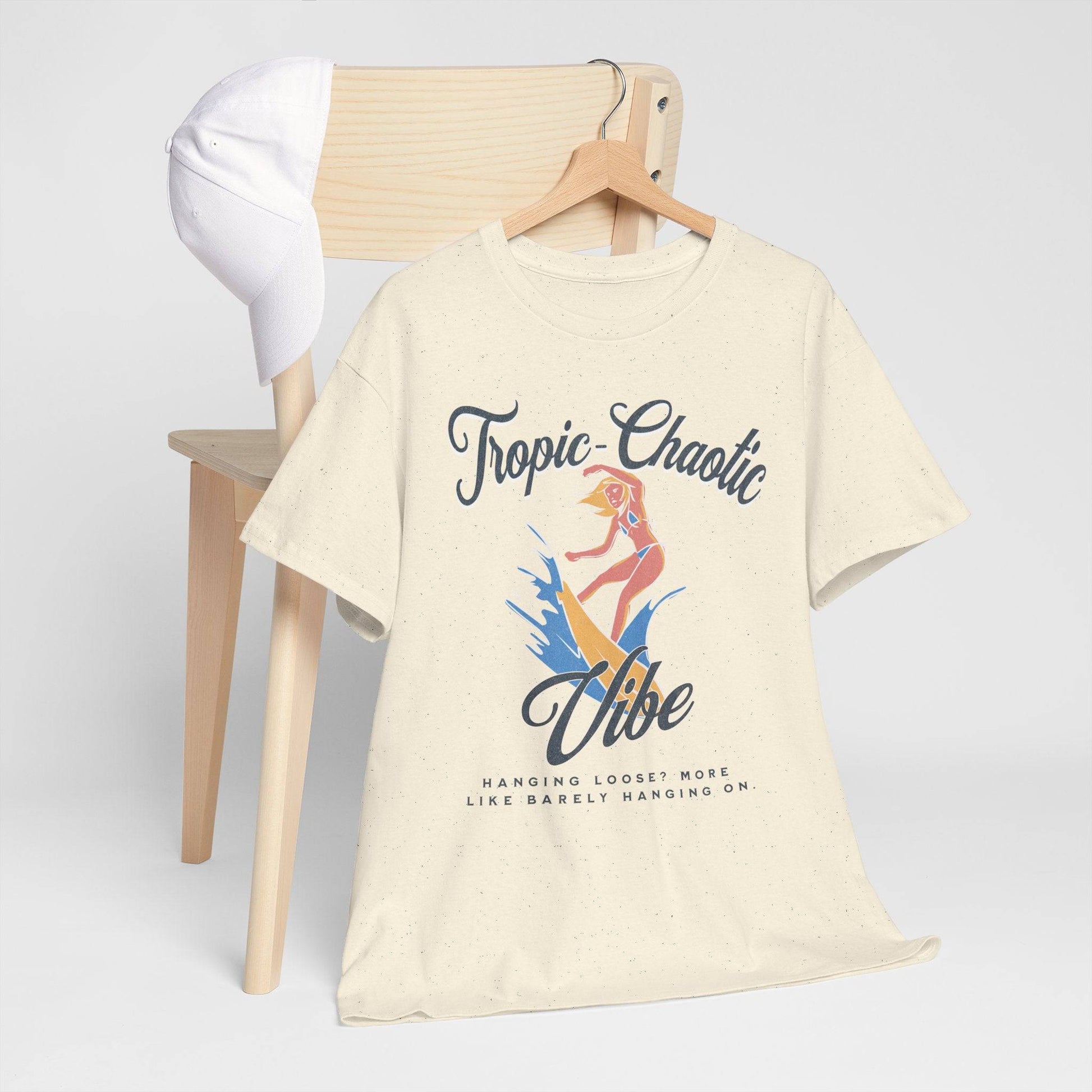 Tropic-Chaotic Vibe Unisex Heavy Cotton Tee – Funny Beach & Mental Health T-Shirt - Its Fine, I Am Fine