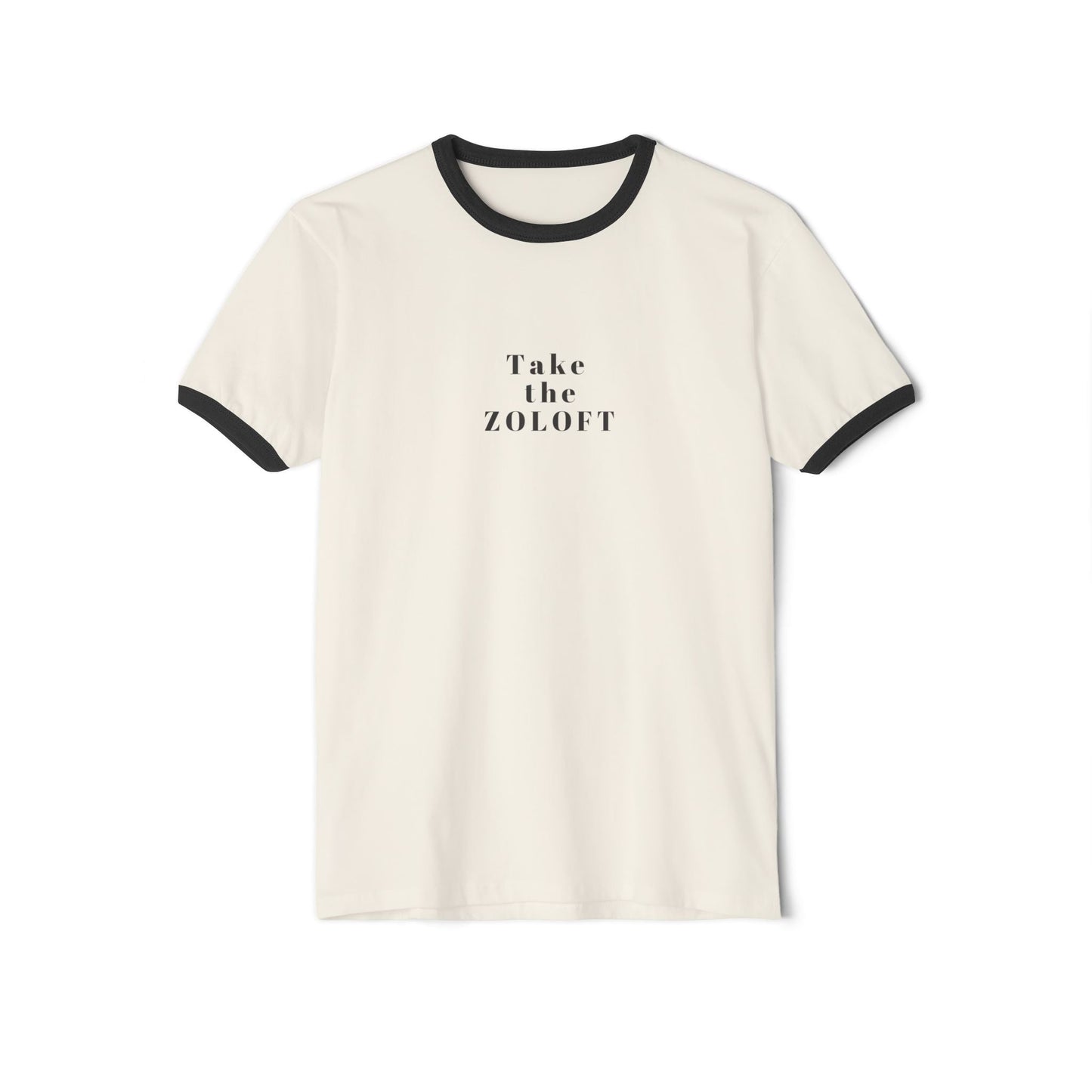 ZOLOFT Unisex Ringer T-Shirt - Retro Style Tee, Mental Health Awareness Gift, Casual Wear - Its Fine, I Am Fine