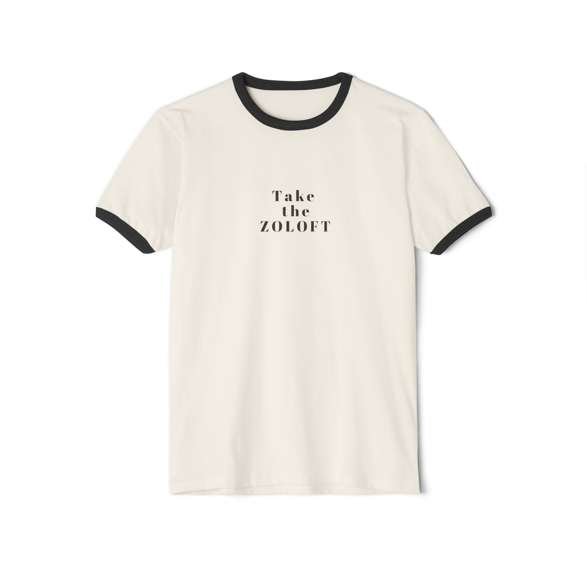 ZOLOFT Unisex Ringer T-Shirt - Retro Style Tee, Mental Health Awareness Gift, Casual Wear - Its Fine, I Am Fine