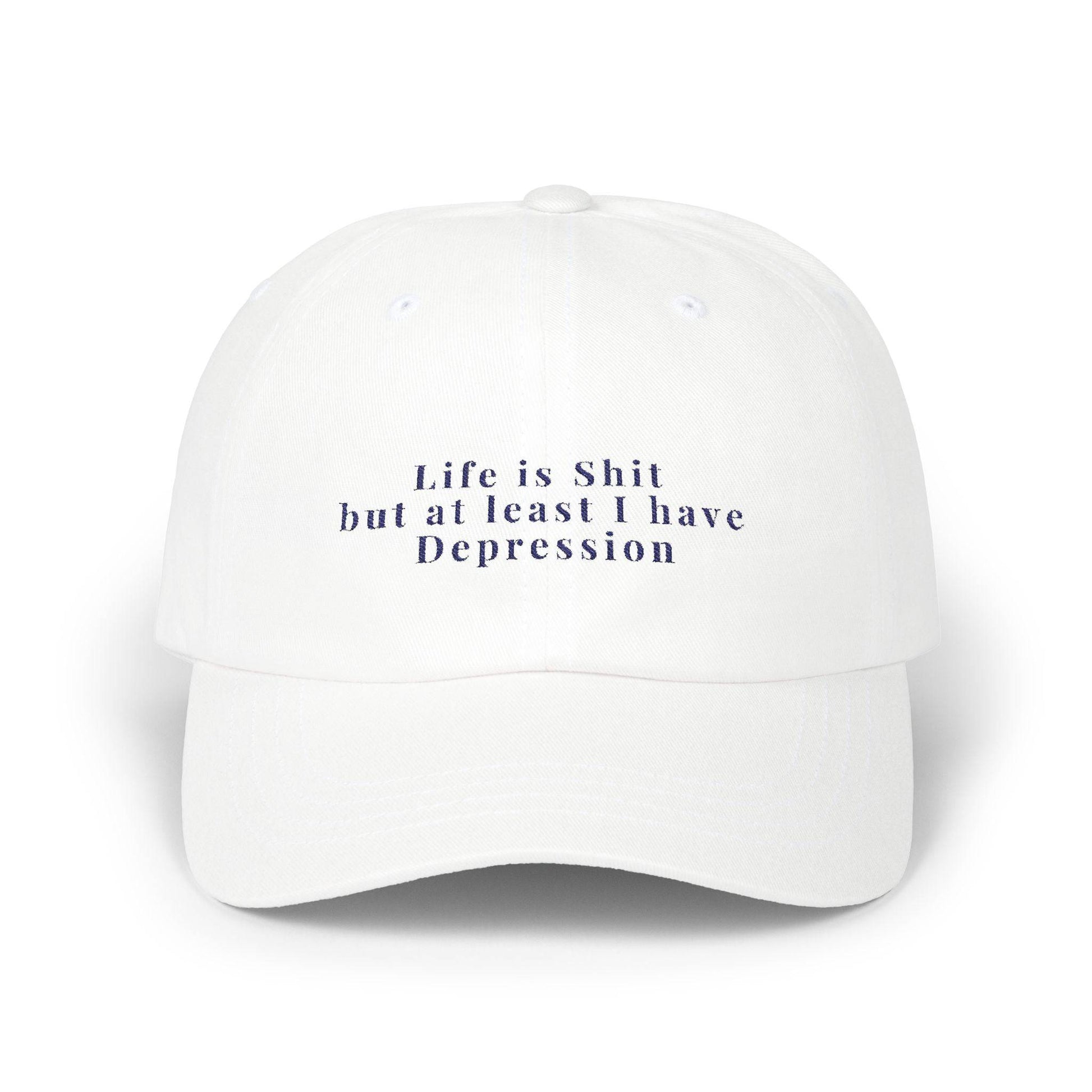 Embroidered Dad Cap, Life is Shit Funny Hat, Gift for Dads, Depression Awareness Dad Hat, Casual Baseball Cap for Men, Mental Health Cap - Its Fine, I Am Fine