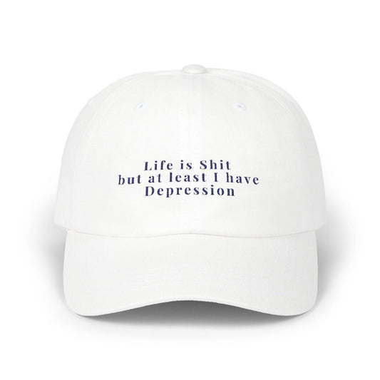 Embroidered Dad Cap, Life is Shit Funny Hat, Gift for Dads, Depression Awareness Dad Hat, Casual Baseball Cap for Men, Mental Health Cap - Its Fine, I Am Fine