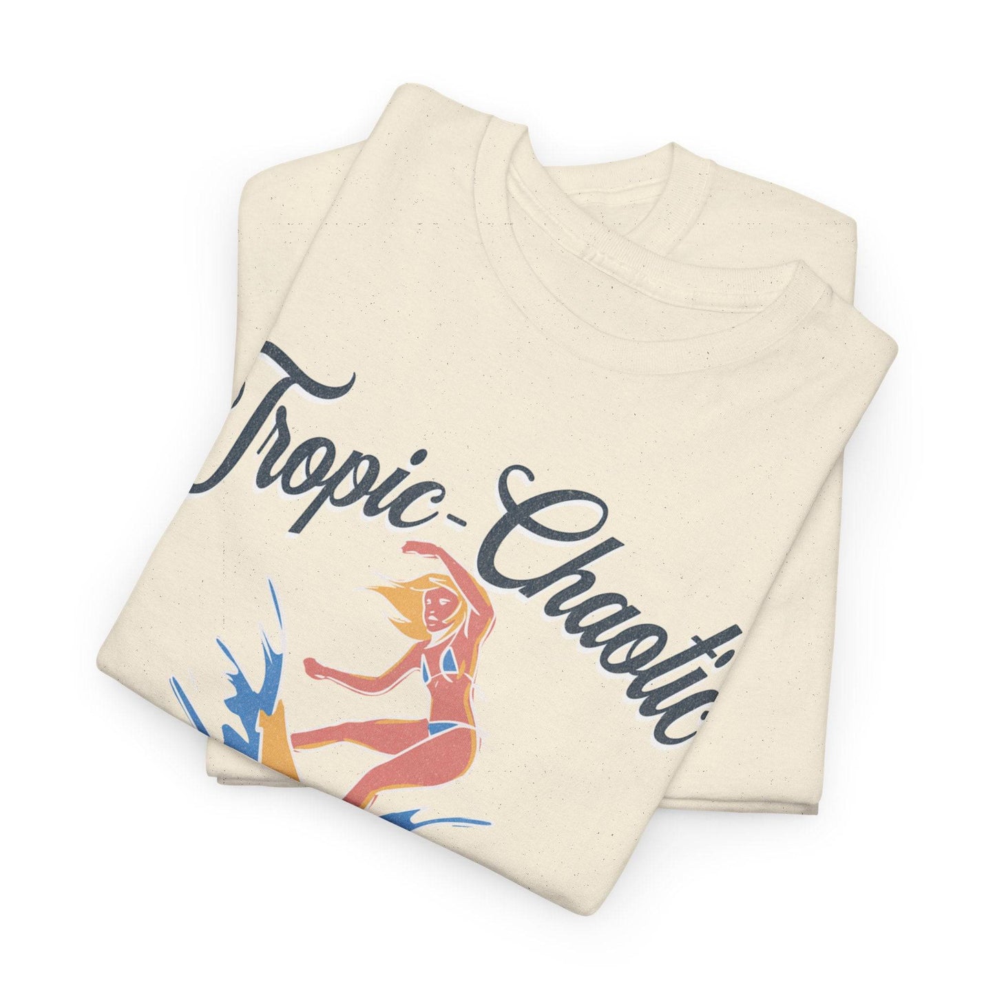 Tropic-Chaotic Vibe Unisex Heavy Cotton Tee – Funny Beach & Mental Health T-Shirt - Its Fine, I Am Fine