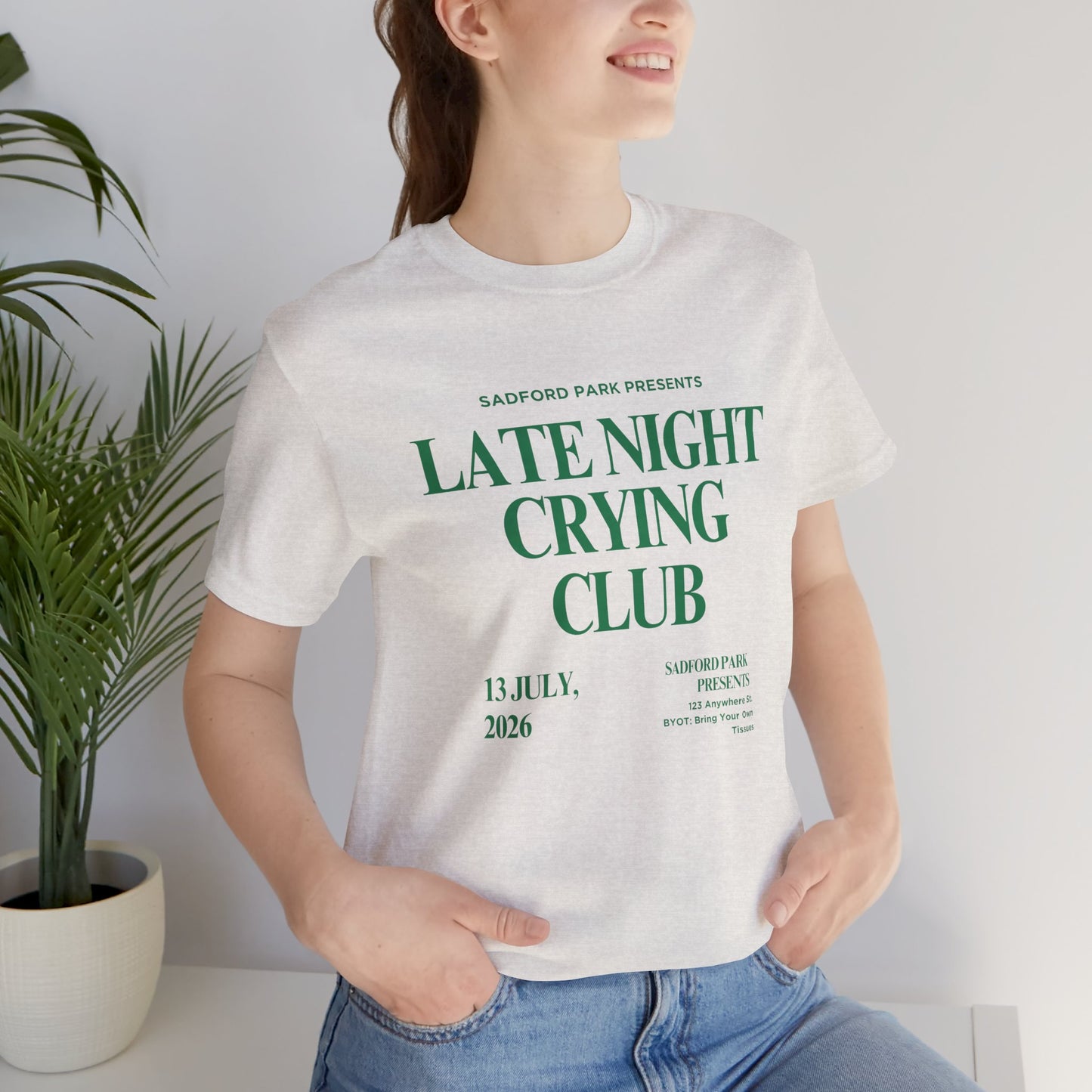 Late Night Crying Club Unisex Tee - Relaxed Fit Graphic T-Shirt for Comfort