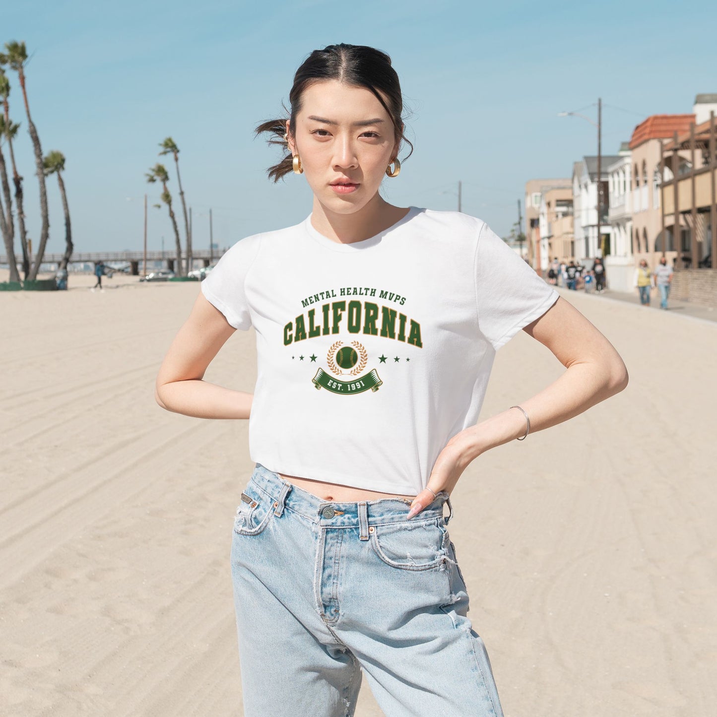 California Mental Health MVPs Flowy Cropped Tee - Its Fine, I Am Fine