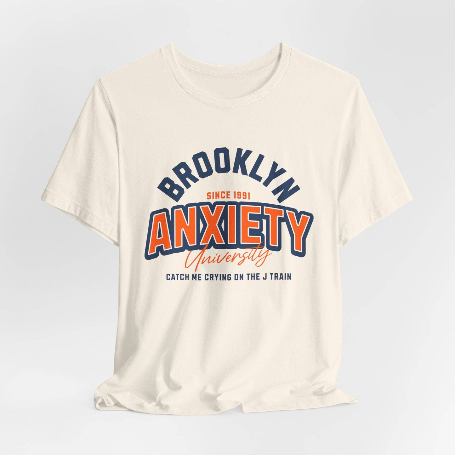 Brooklyn Anxiety University Vintage Unisex T-Shirt – Retro Graphic Tee - Its Fine, I Am Fine