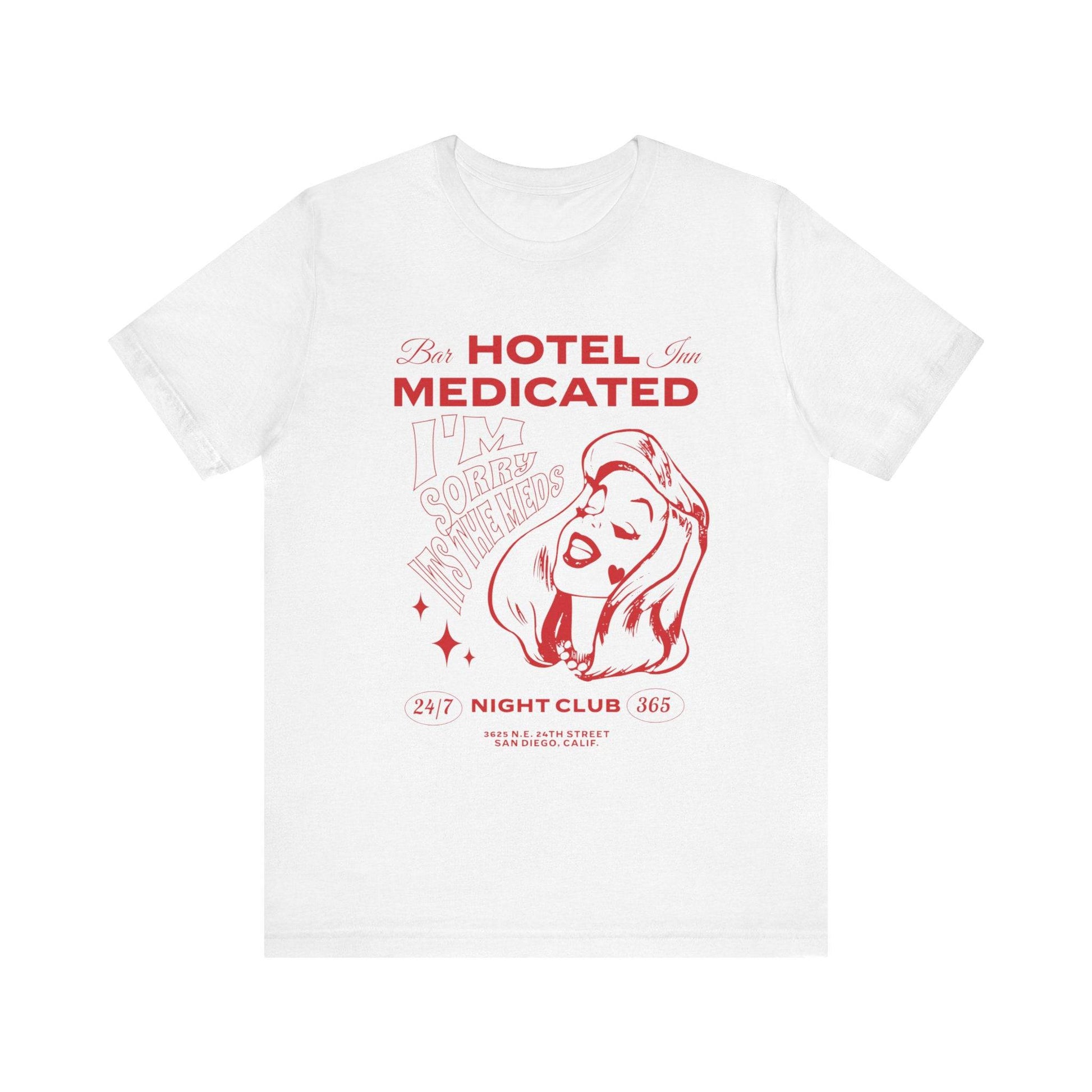Hotel Medicated Tee, Unisex T-Shirt, Vintage Graphic Tee, Retro T-Shirt, Cool Tee, Funny Shirt - Its Fine, I Am Fine