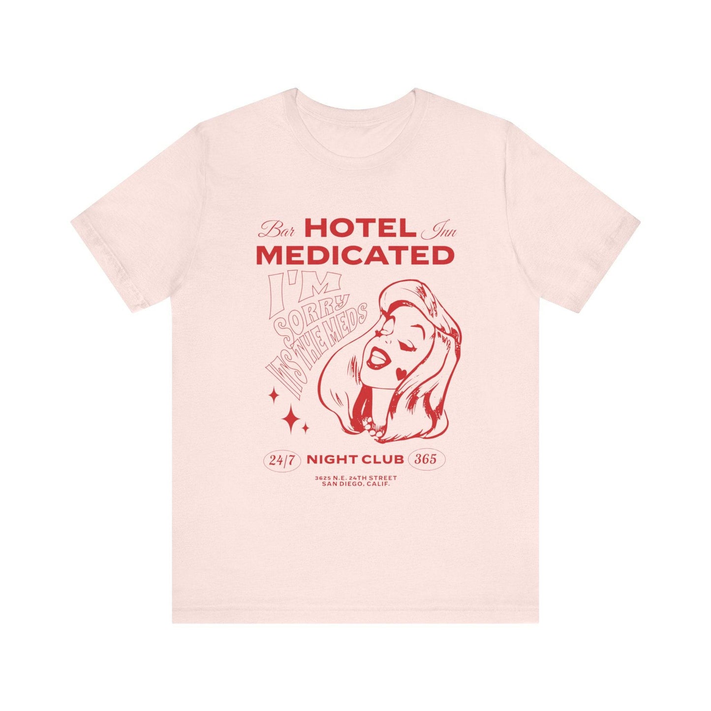 Hotel Medicated Tee, Unisex T-Shirt, Vintage Graphic Tee, Retro T-Shirt, Cool Tee, Funny Shirt - Its Fine, I Am Fine