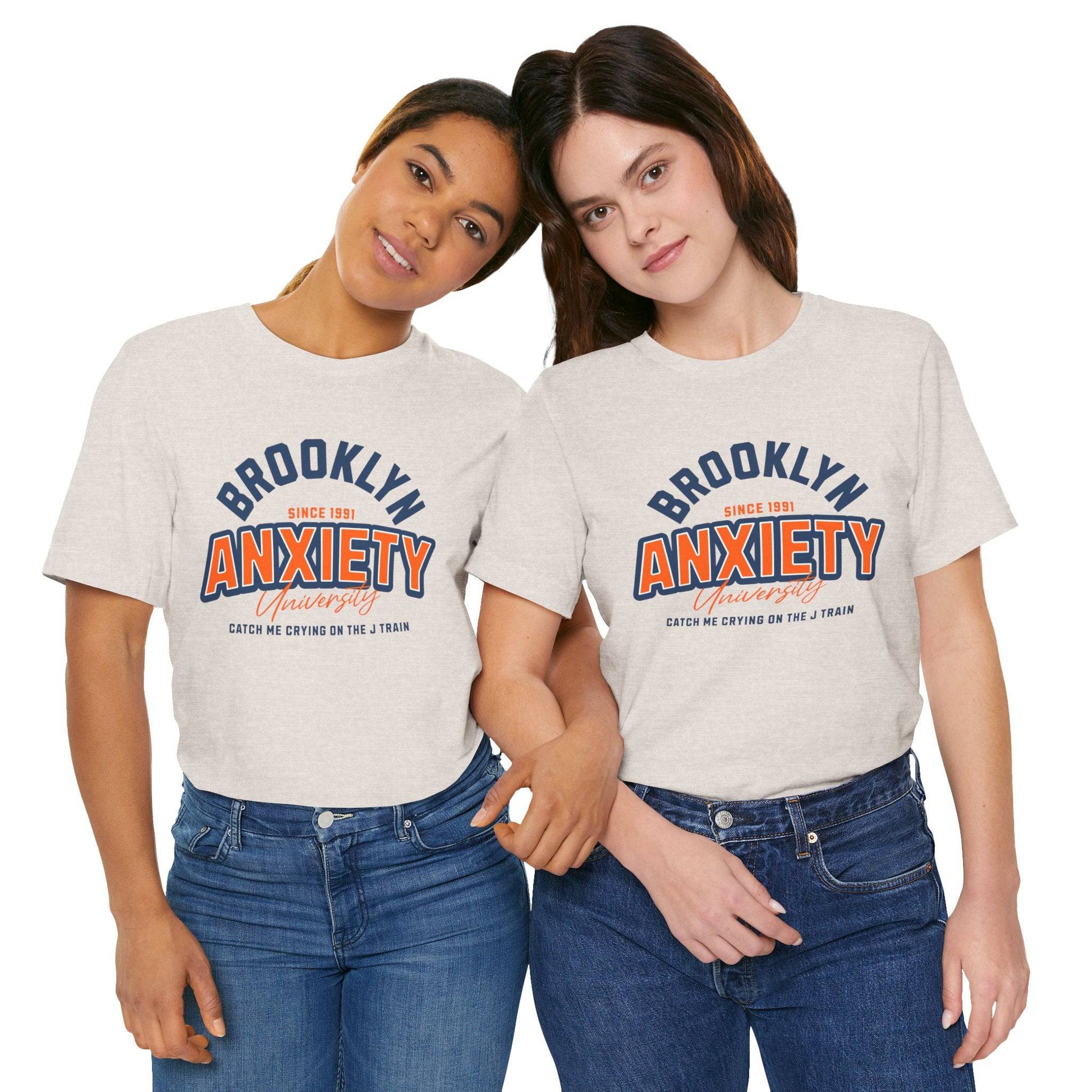 Brooklyn Anxiety University Vintage Unisex T-Shirt – Retro Graphic Tee - Its Fine, I Am Fine