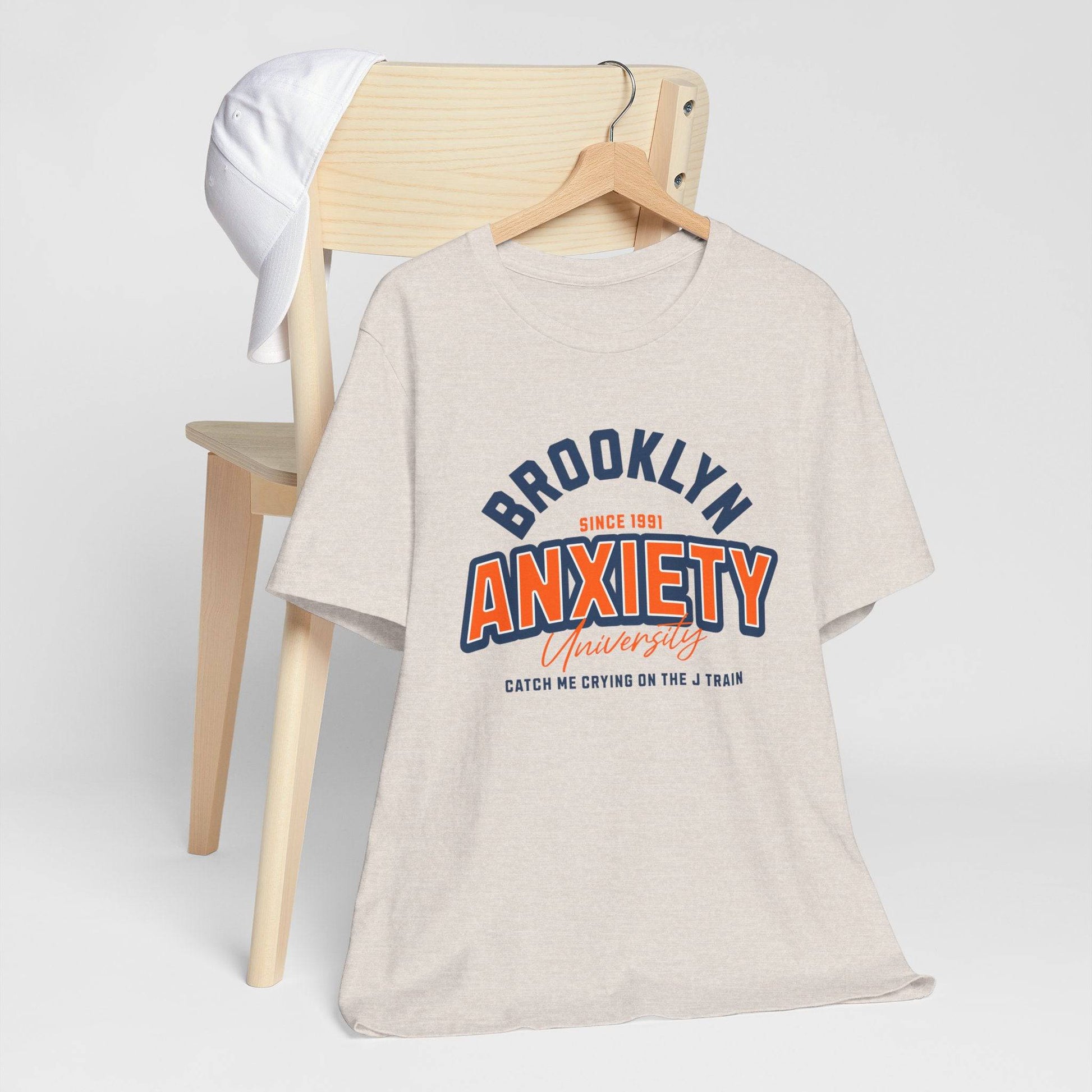 Brooklyn Anxiety University Vintage Unisex T-Shirt – Retro Graphic Tee - Its Fine, I Am Fine