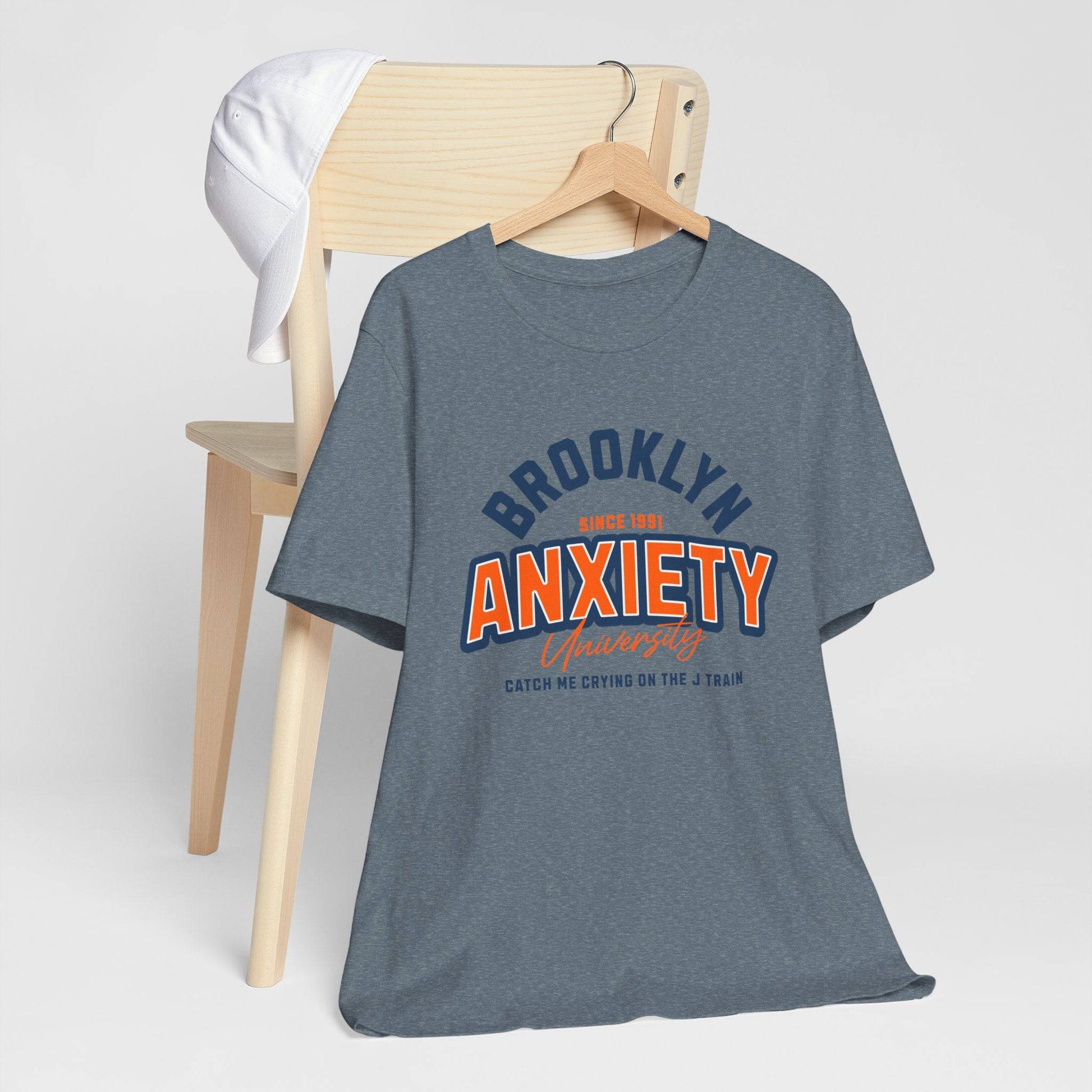 Brooklyn Anxiety University Vintage Unisex T-Shirt – Retro Graphic Tee - Its Fine, I Am Fine